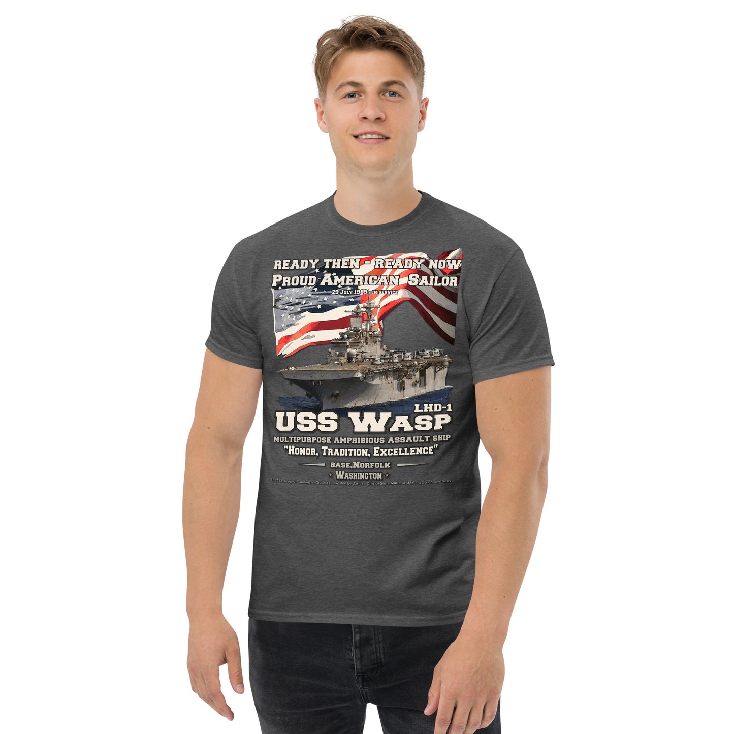 USS Wasp LHD-1 Amphibious Assault Ship classic t-shirt , Comancha T-shirts,