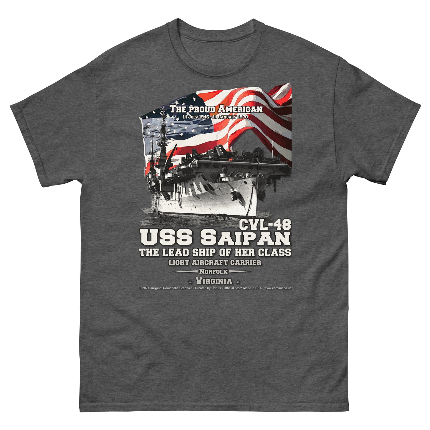 USS SAIPAN CVL-48 Light Aircraft Carrier t-shirt