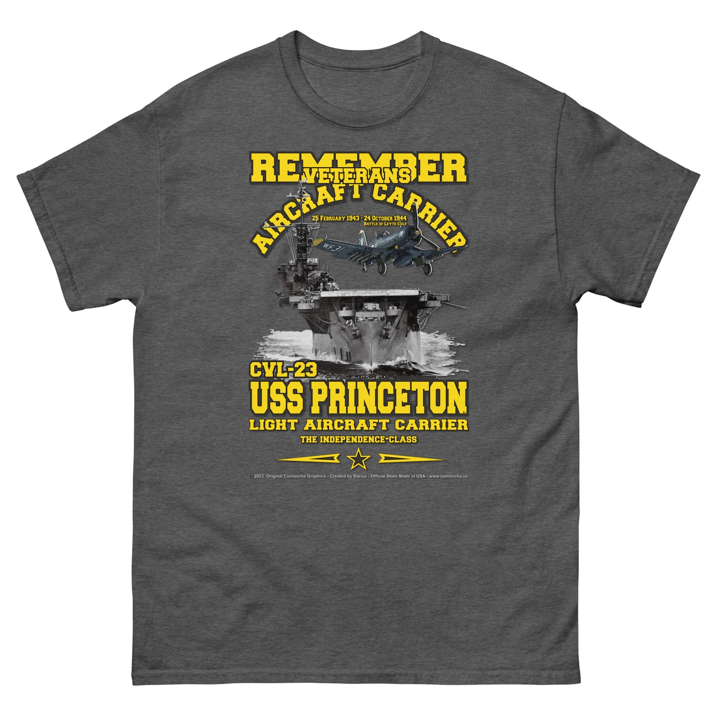 USS PRINCETON CVL-23 Aircraft Veterans Veterans Classic T-Shirt, Comancha Navy T-shirts,