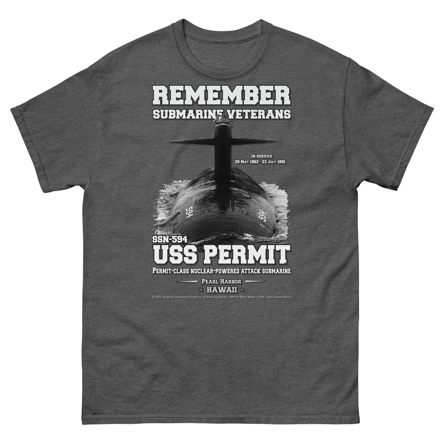 USS PERMIT SSN-594 Submarine T-Shirt