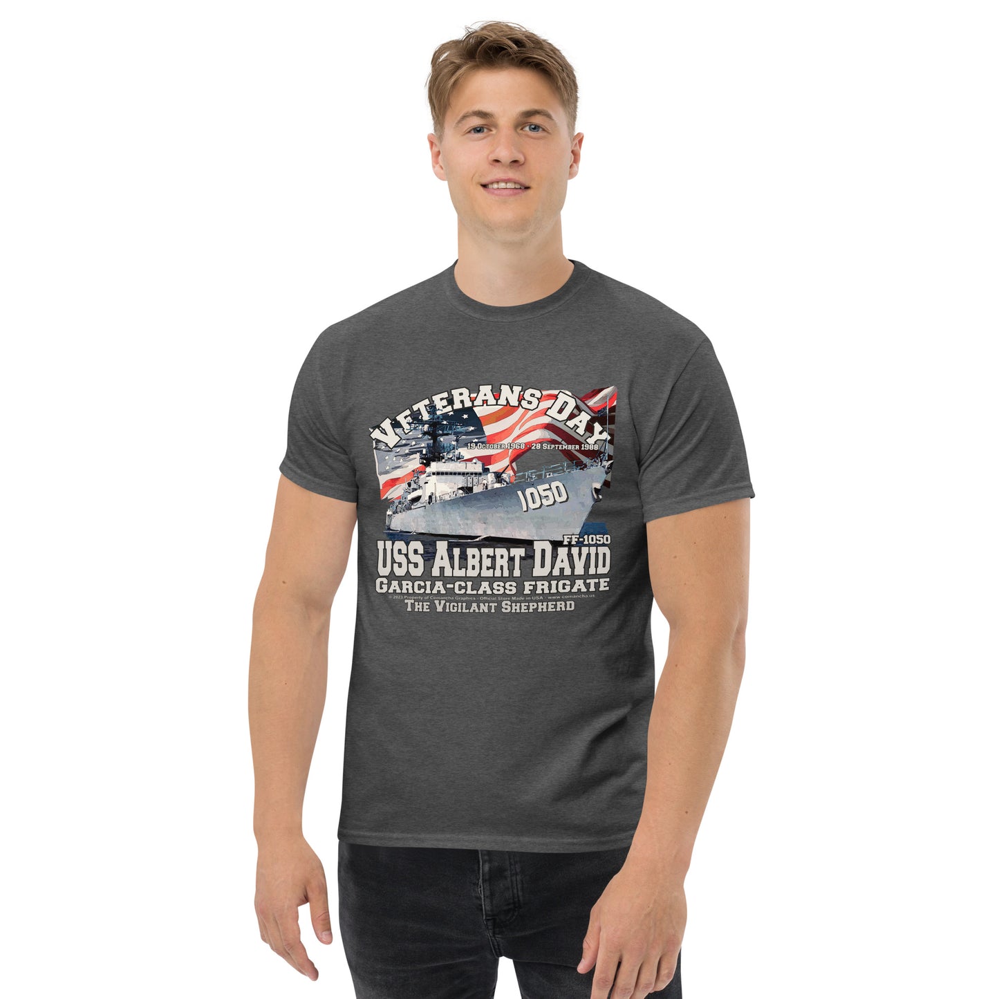 USS ALBERT DAVID t-shirt,USS ALBERT DAVID veterans t-shirt,USS ALBERT DAVID FF-1050 Frigate T-shirt,comancha graphics tee,