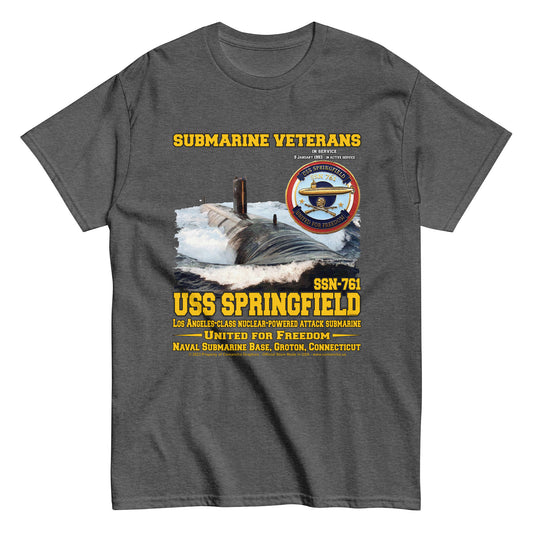 USS Springfield t-shirt, SSN-761 Submarine T-Shirt, comancha graphics,