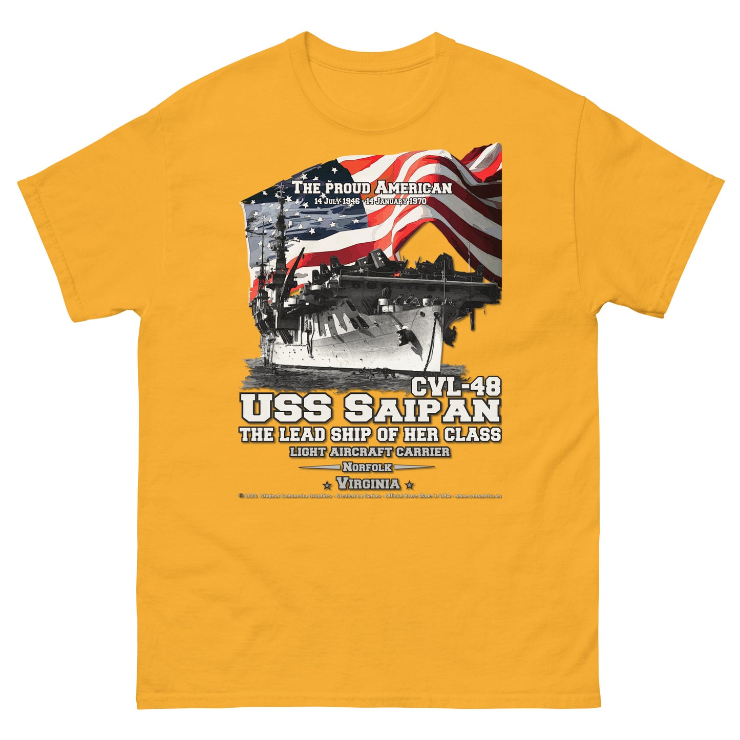 USS SAIPAN CVL-48 Light Aircraft Carrier t-shirt
