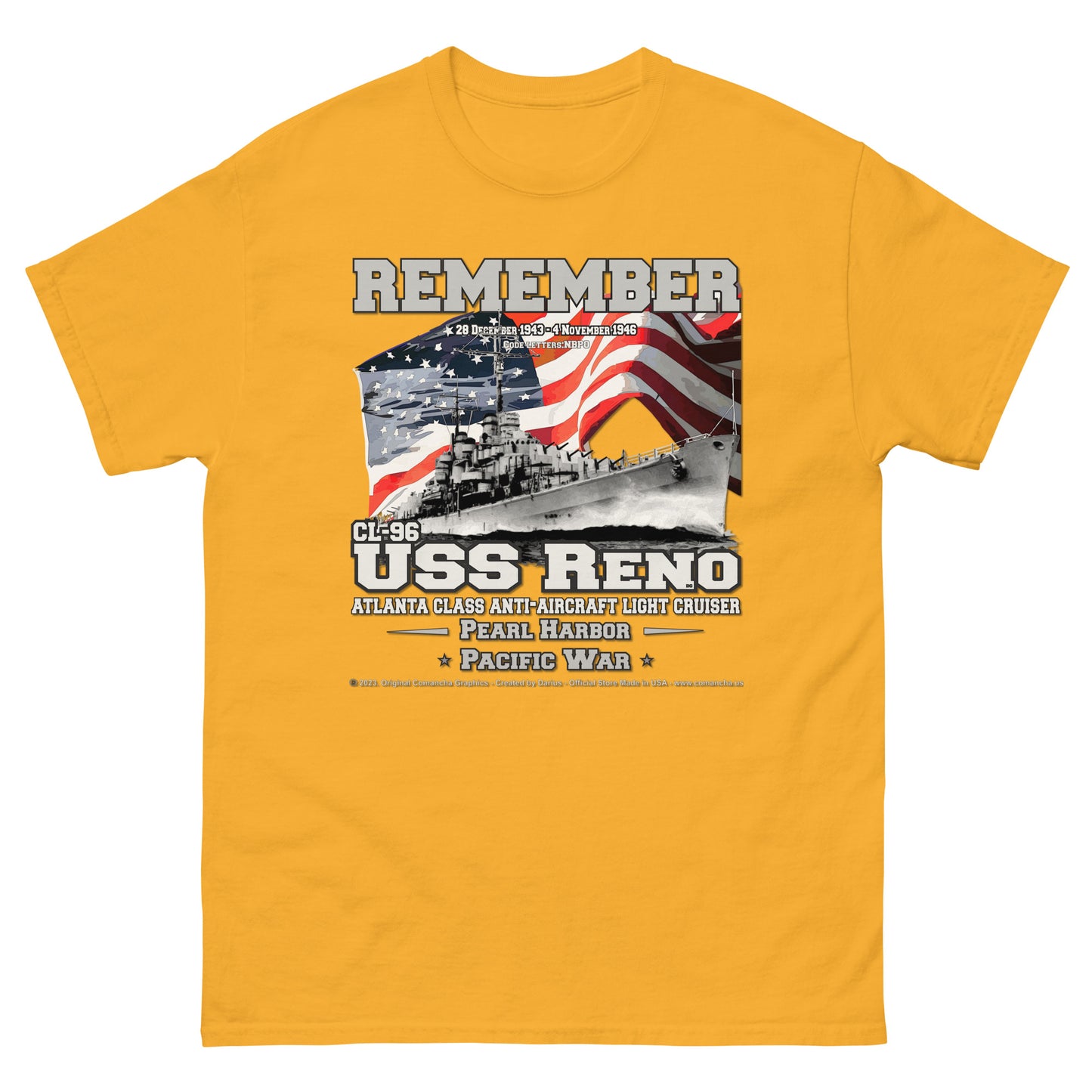 USS RENO CL-96 Anti-Aircraft Cruiser T-shirt