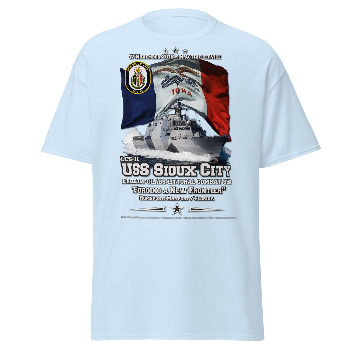USS SIOUX CITY LCS-11 Littoral Combat Ship Veterans, Comancha T-shirts,