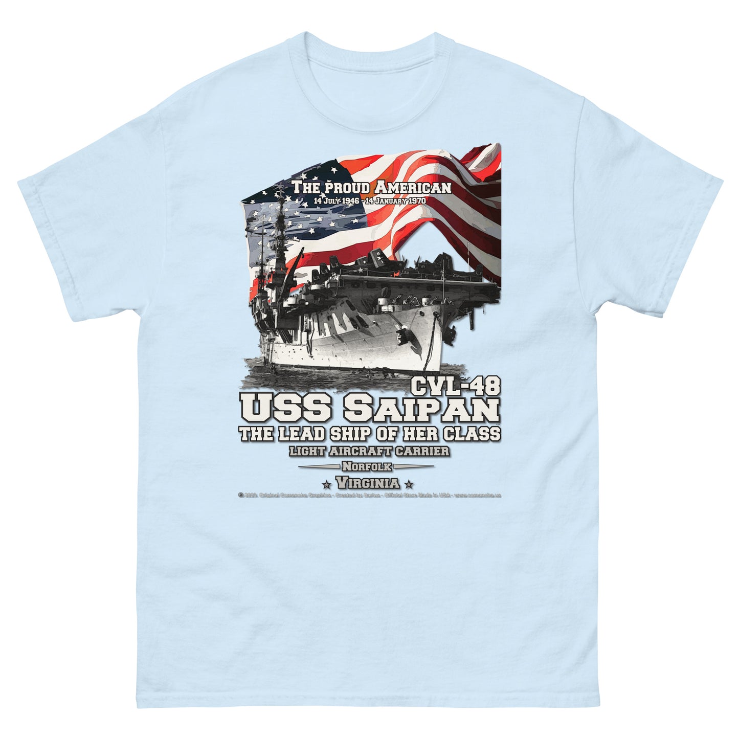 USS SAIPAN CVL-48 Light Aircraft Carrier t-shirt