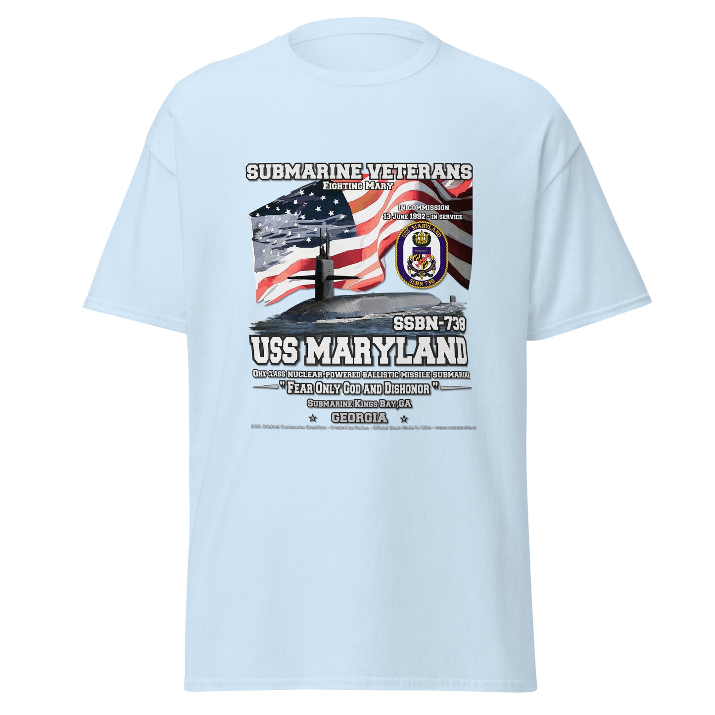 USS MARYLAND SSBN-738 Submarine Veterans Classic T-Shirts, USS MARYLAND SSBN-738 Veterans T-Shirts,