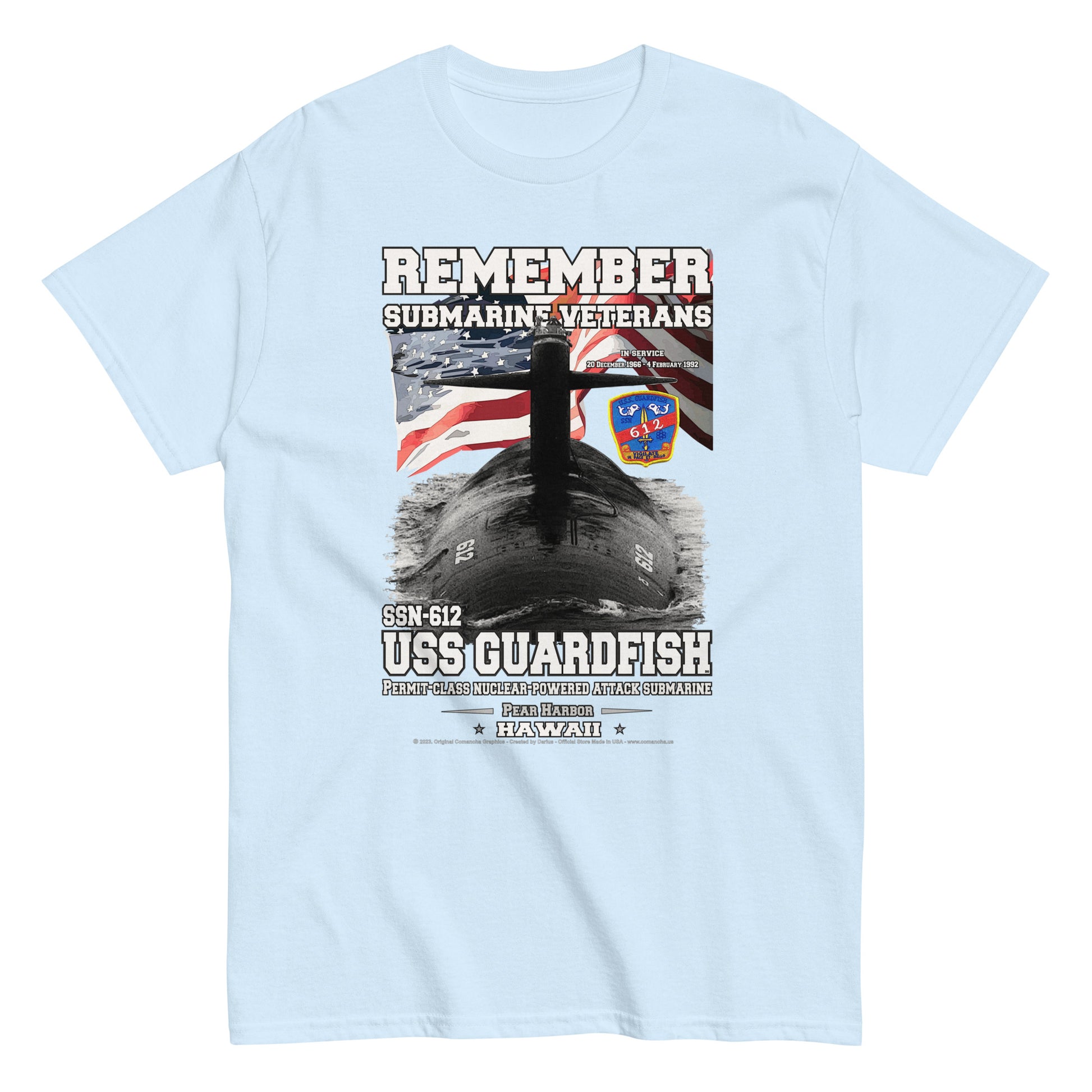 USS GUARDFISH SSN-612 tee, US Submarine Veterans Classic Tee, Comancha US Store, Submarine veterans tee,