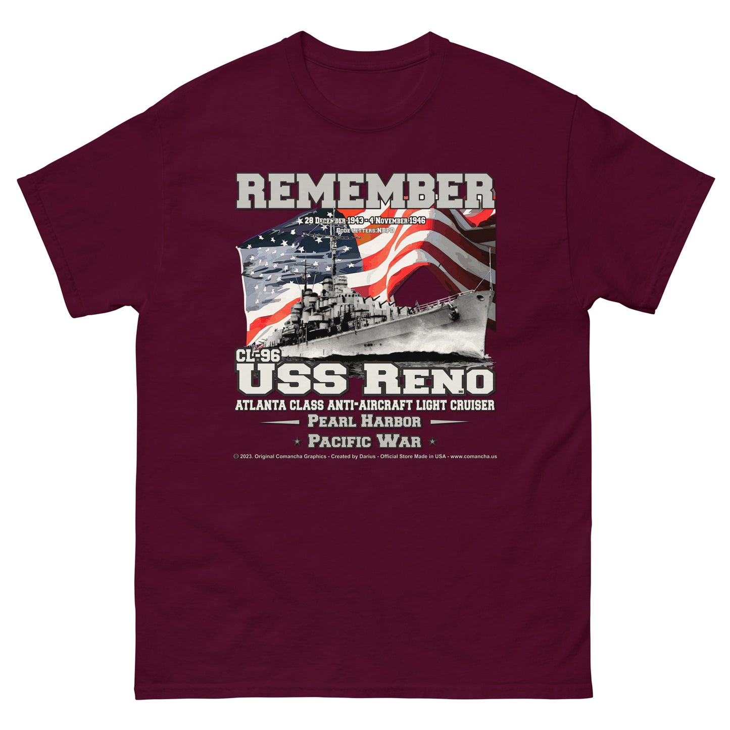 USS RENO CL-96 Anti-Aircraft Cruiser T-shirt