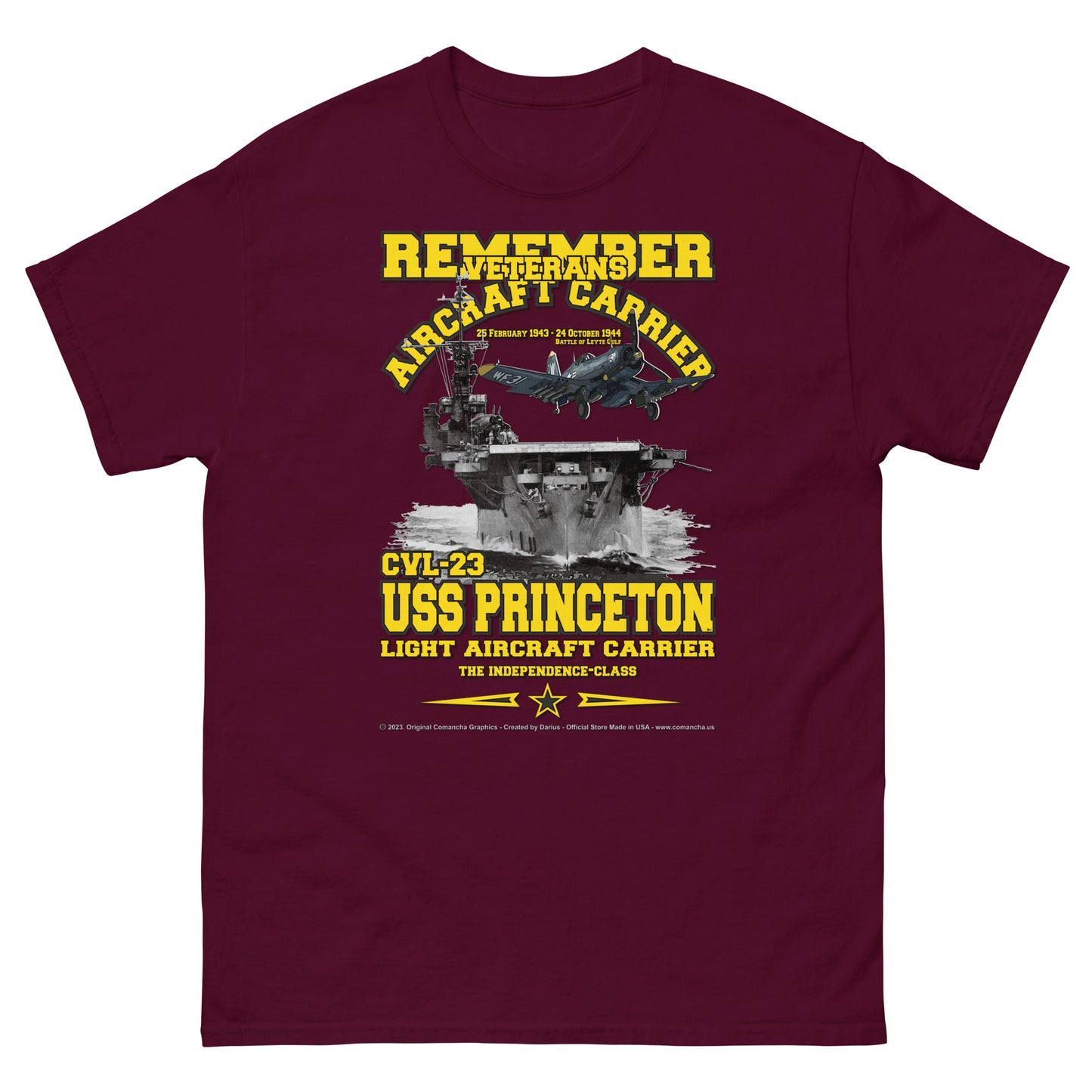 USS PRINCETON CVL-23 Aircraft Carrier T-Shirt