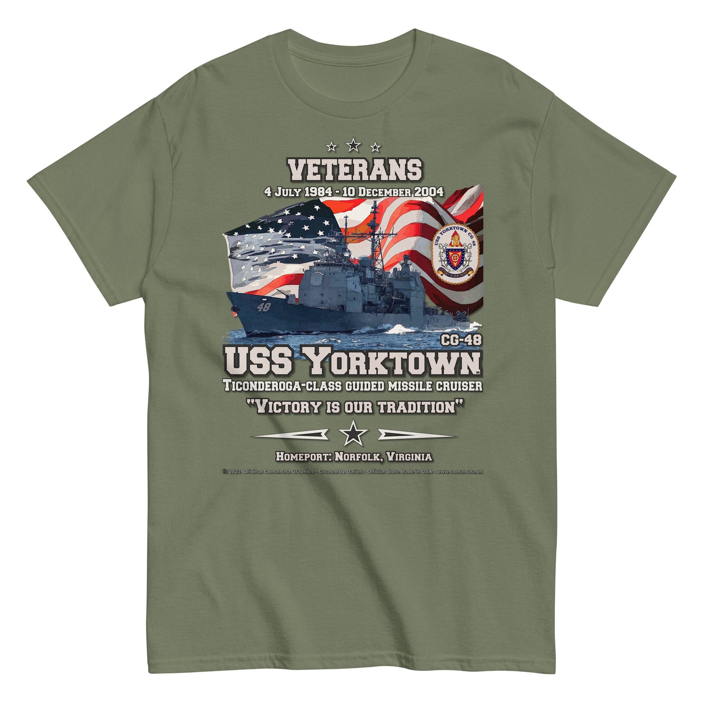 USS YORKTOWN CG-48 Missile Cruiser T-shirt, Comancha T-Shirt,