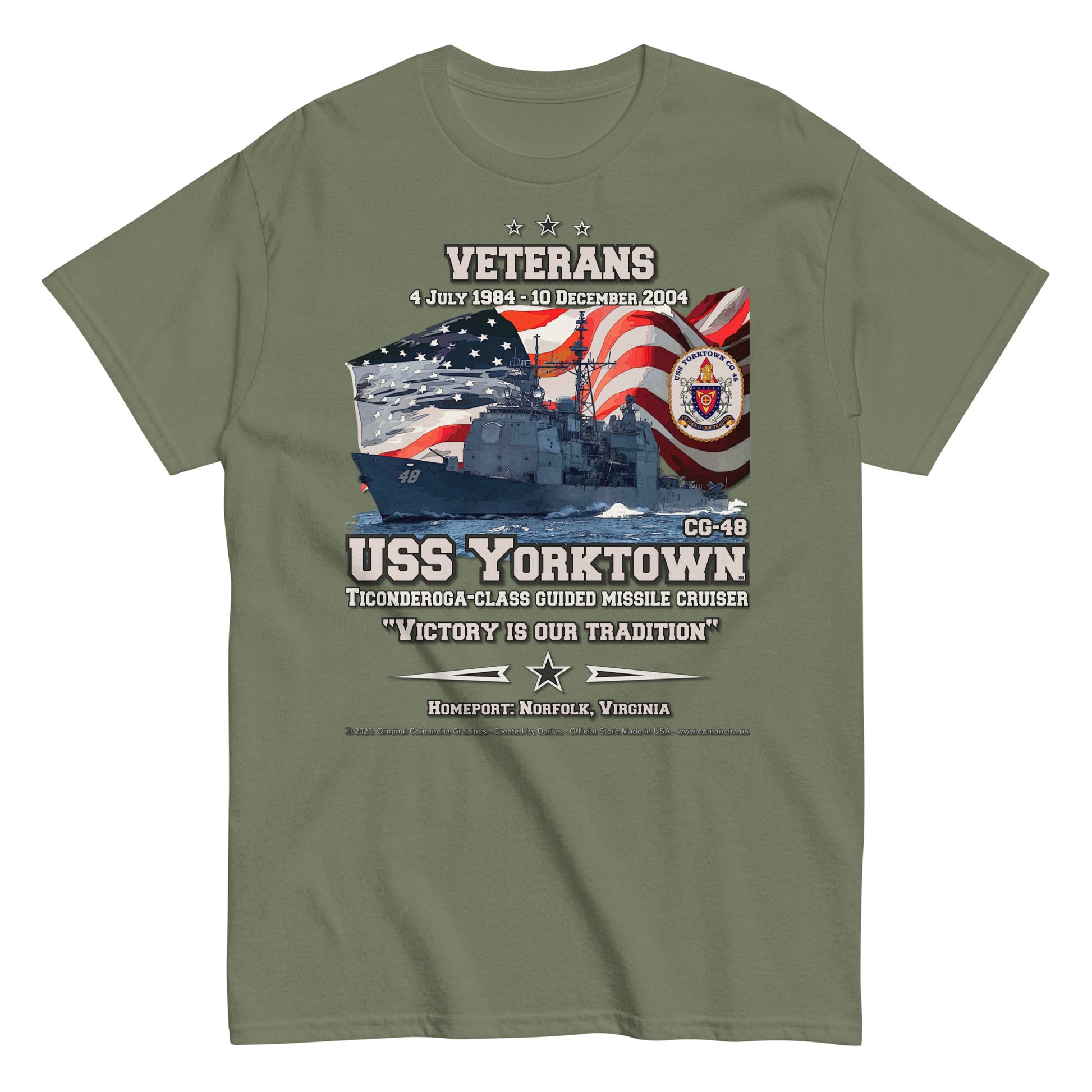 USS YORKTOWN CG-48 Missile Cruiser T-shirt, Comancha T-Shirt,