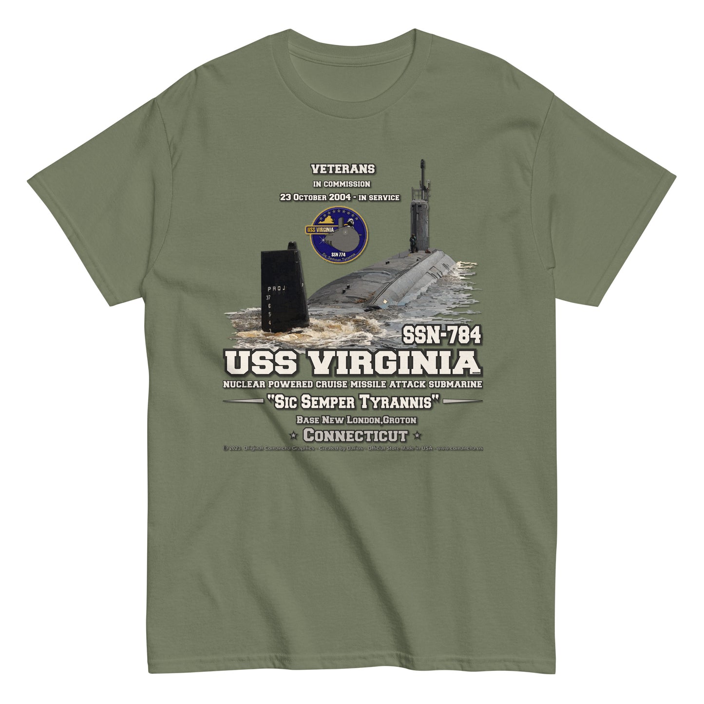USS VIRGINIA SSN-784 Submarine T-shirt, Comancha T-Shirt,