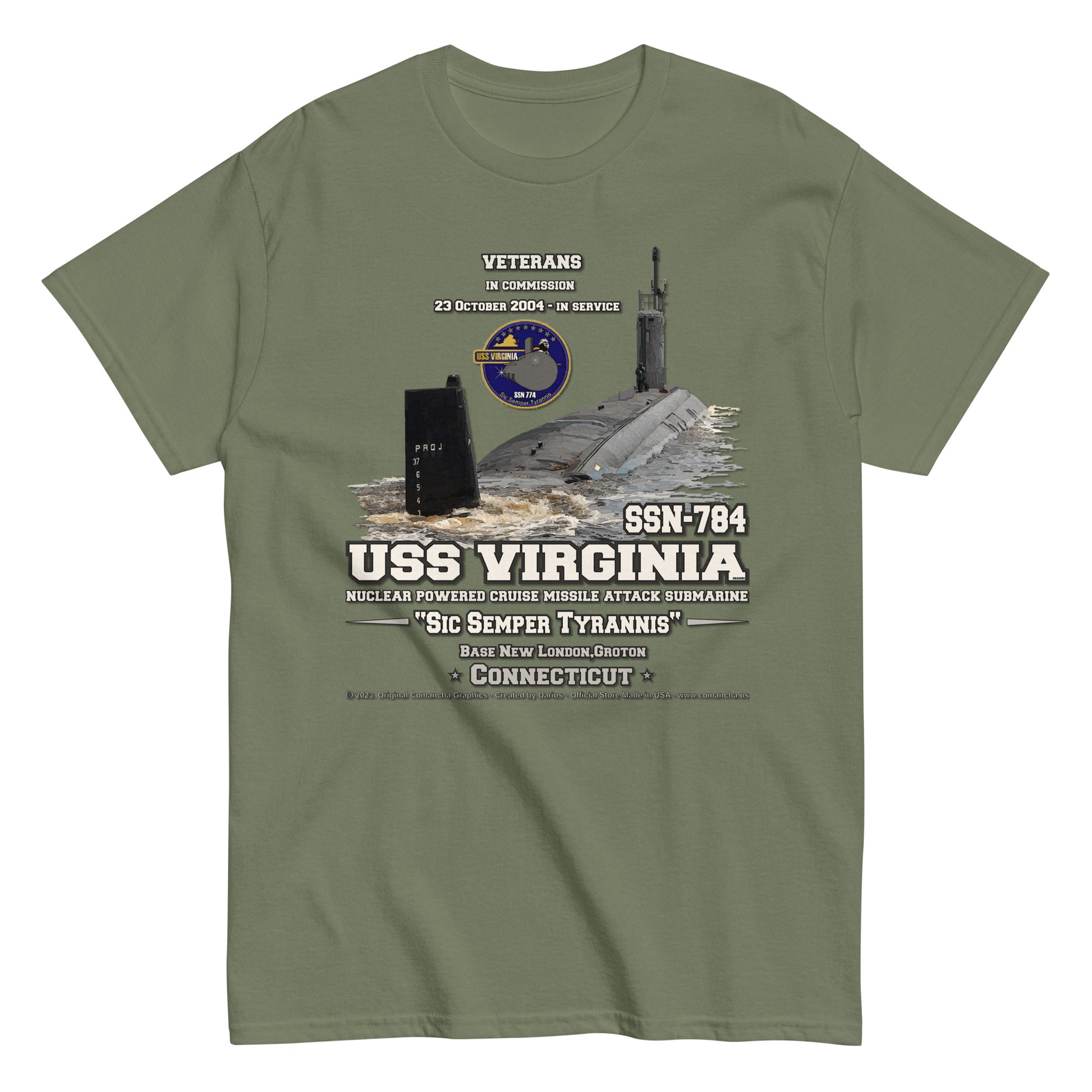 USS VIRGINIA SSN-784 Submarine T-shirt, Comancha T-Shirt,
