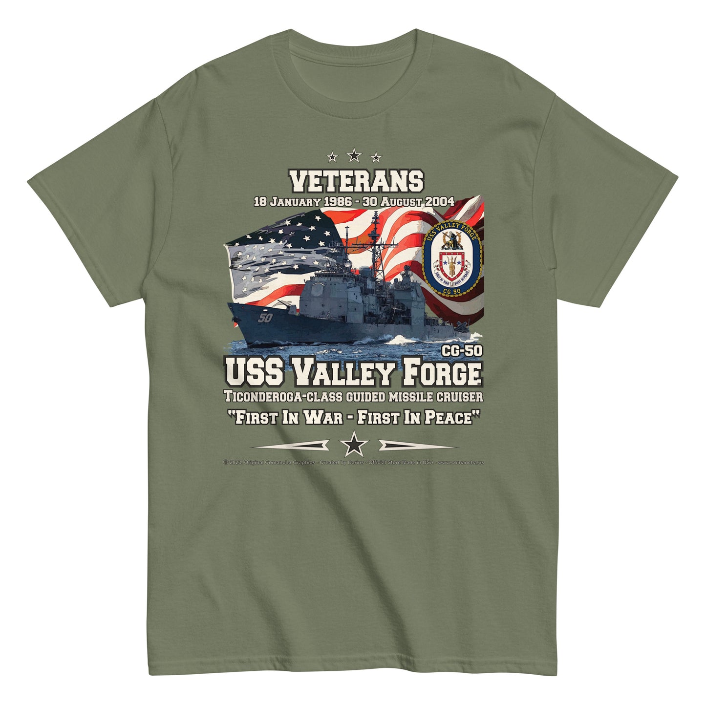USS VALLEY FORGE CG-50, Guided Missle Cruiser T-shirt, Comancha T-shirt,