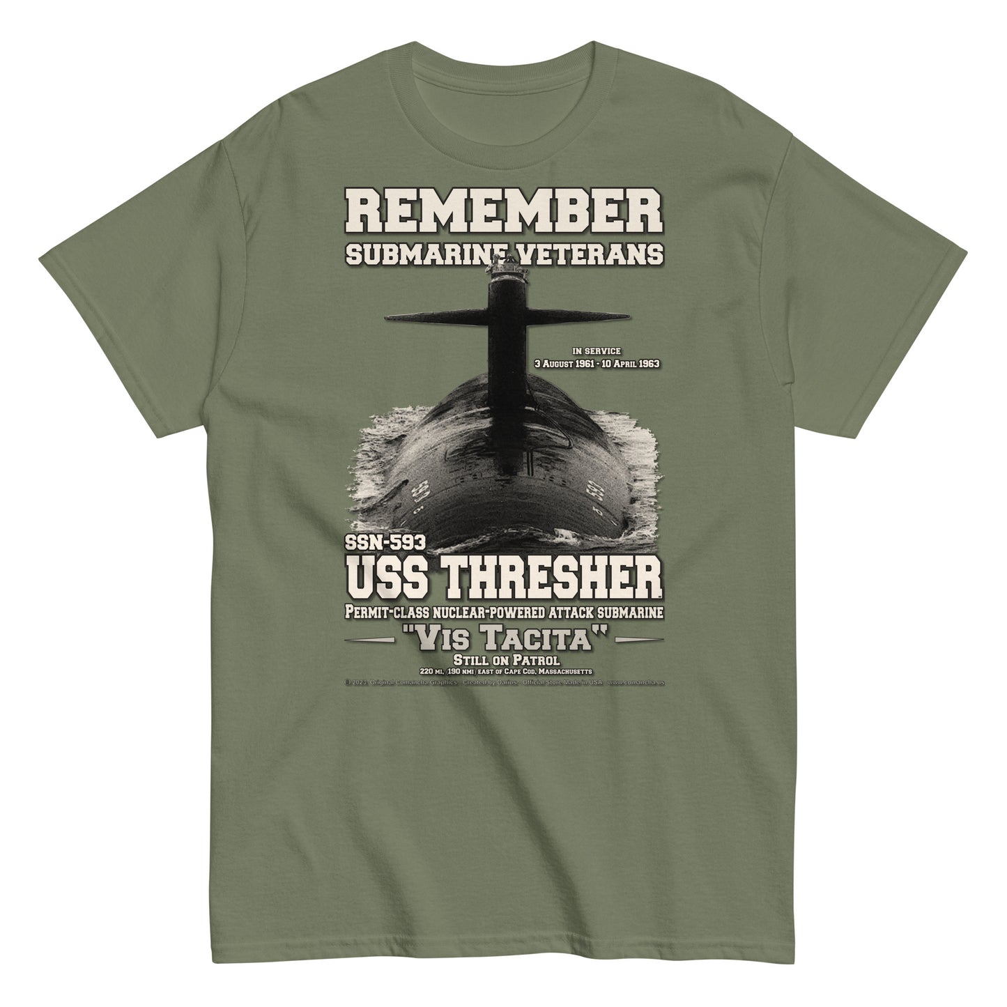 USS THRESHER SSN-593 Submarine t-shirt