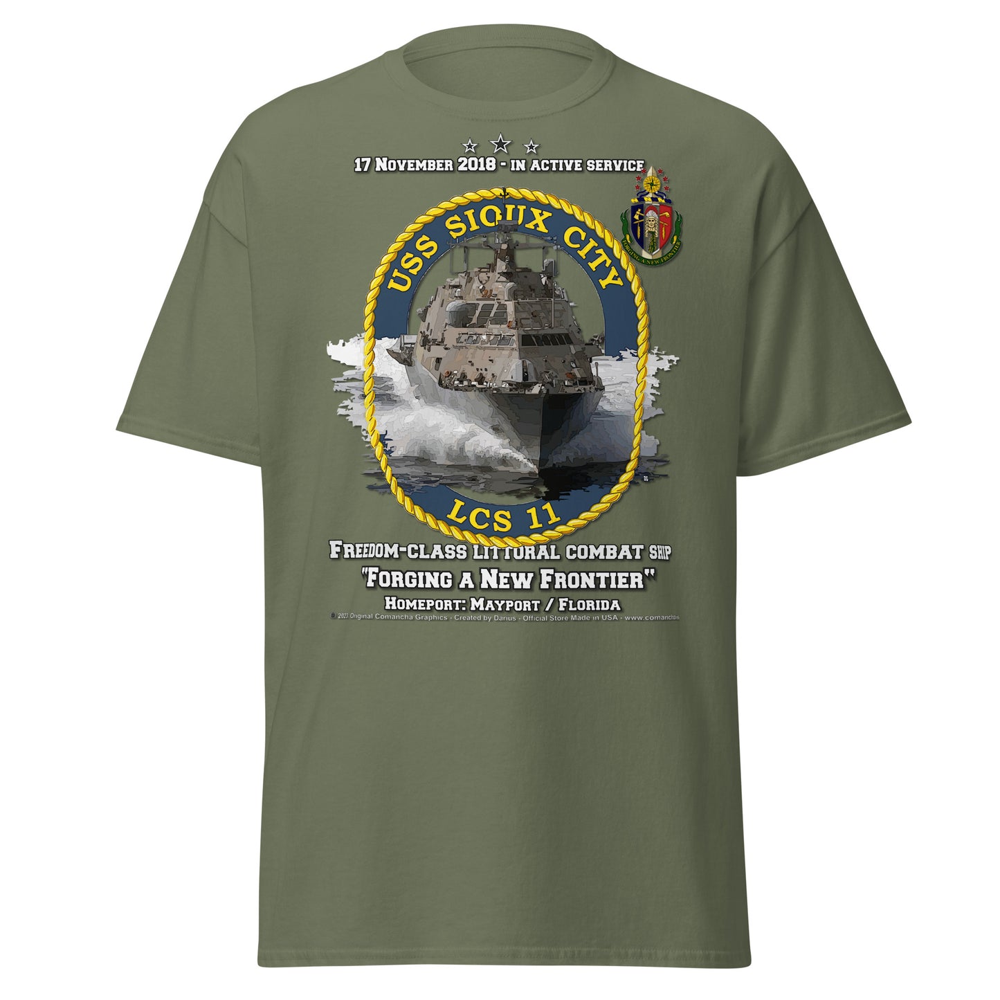 USS SIOUX CITY LCS-11 Littoral Combat Ship Veterans t-shirt, Comancha Navy Design,