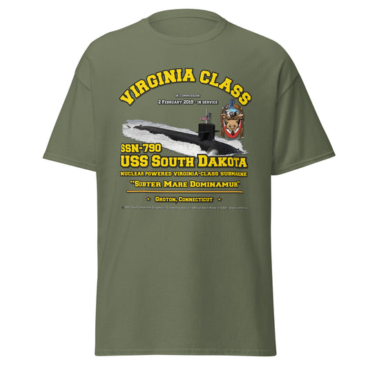 USS SOUTH DAKOTA SSN-790 Submarine Veterans T-Shirt, Comancha Navy tees,