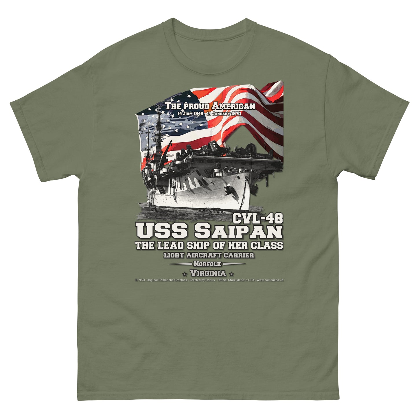 USS SAIPAN CVL-48 Light Aircraft Carrier t-shirt