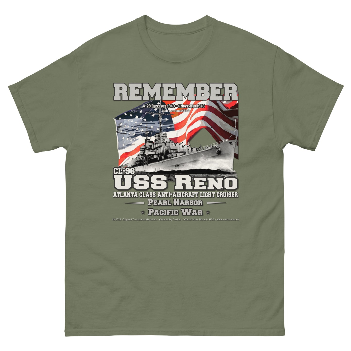 USS RENO CL-96 Anti-Aircraft Cruiser T-shirt