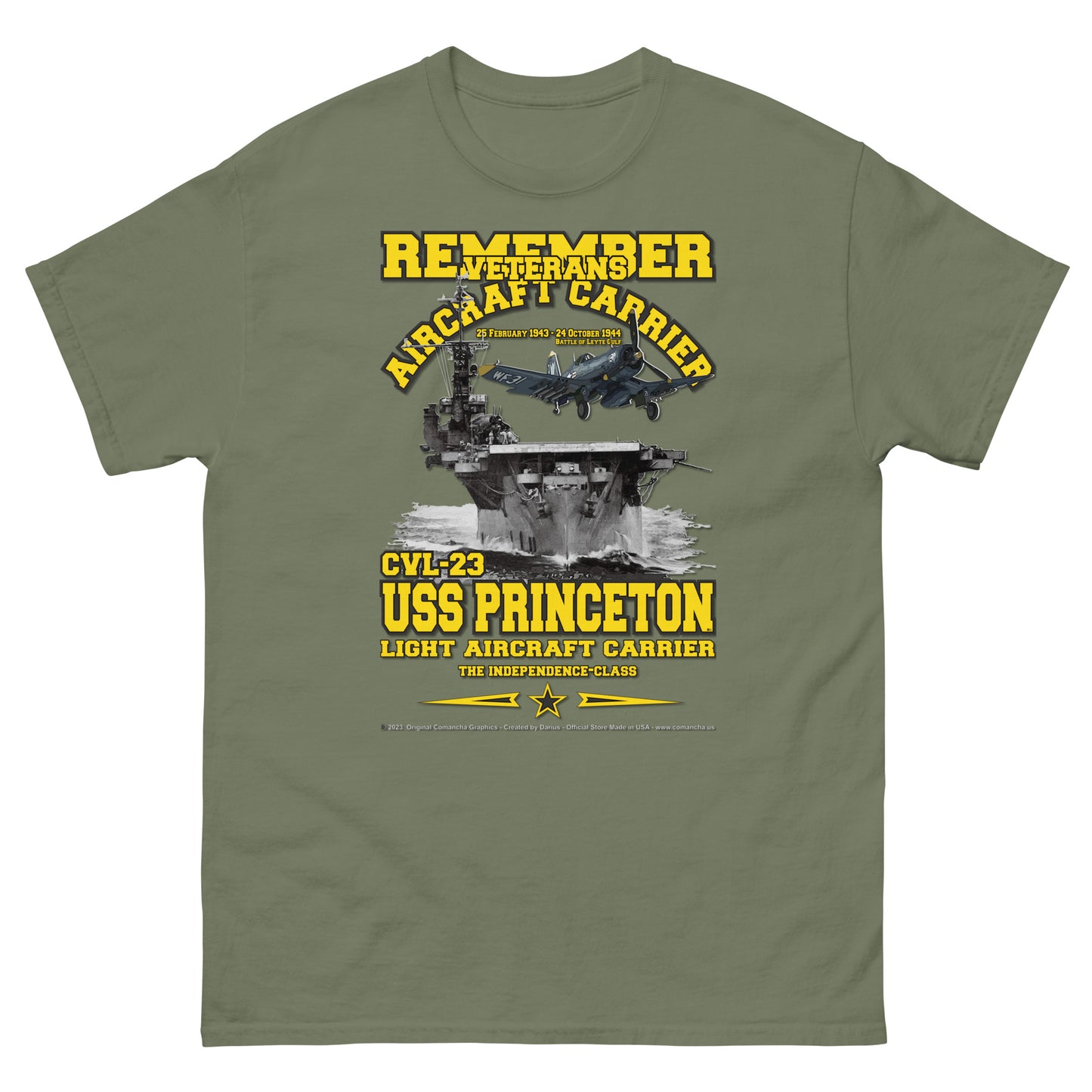 USS PRINCETON CVL-23 Aircraft Carrier T-Shirt
