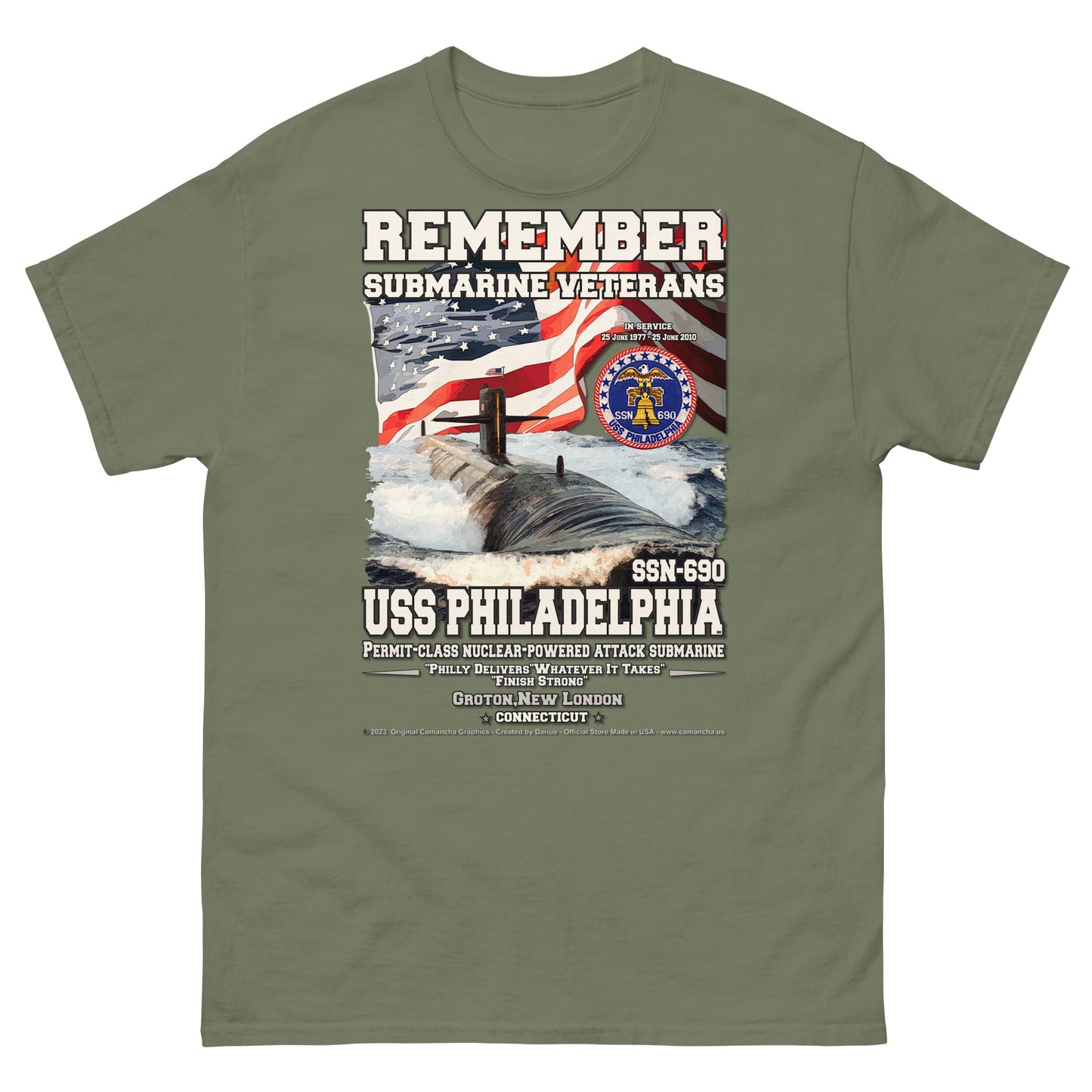 USS PHILADELPHIA SSN-690 Submarine T-Shirt