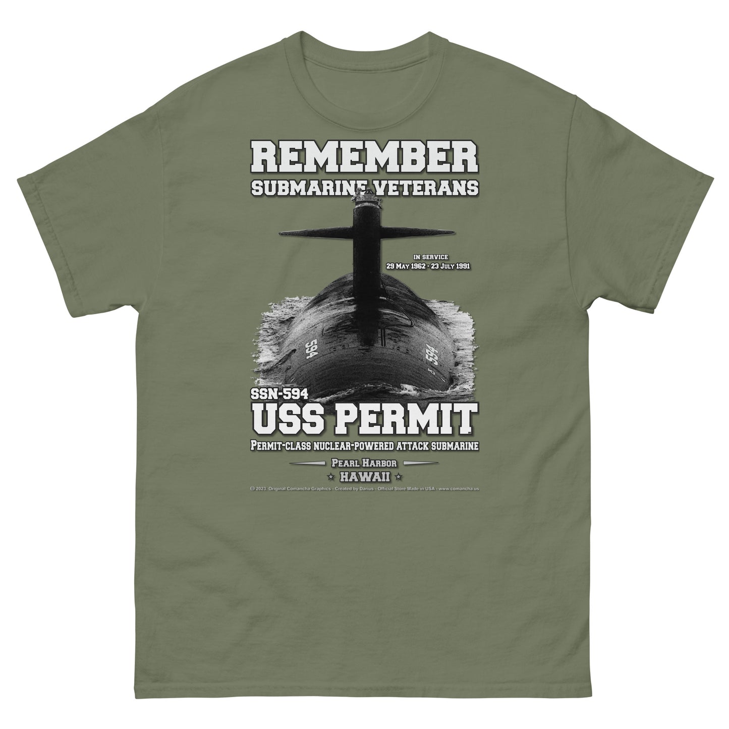 USS PERMIT SSN-594 Submarine T-Shirt