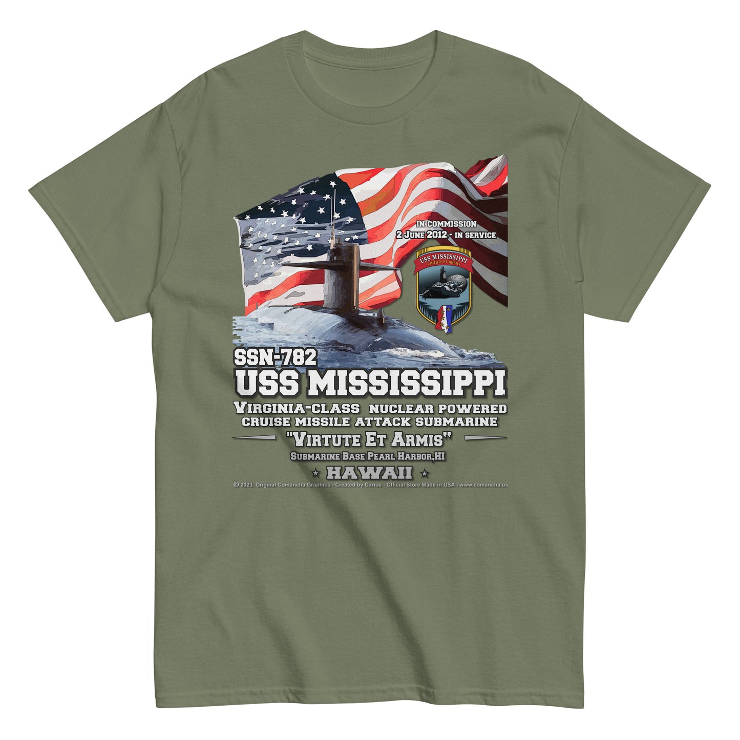 USS MISSISSIPPI SSN-782 Submarine Veterans T-Shirt, Comancha Navy Veterans T-shirts,