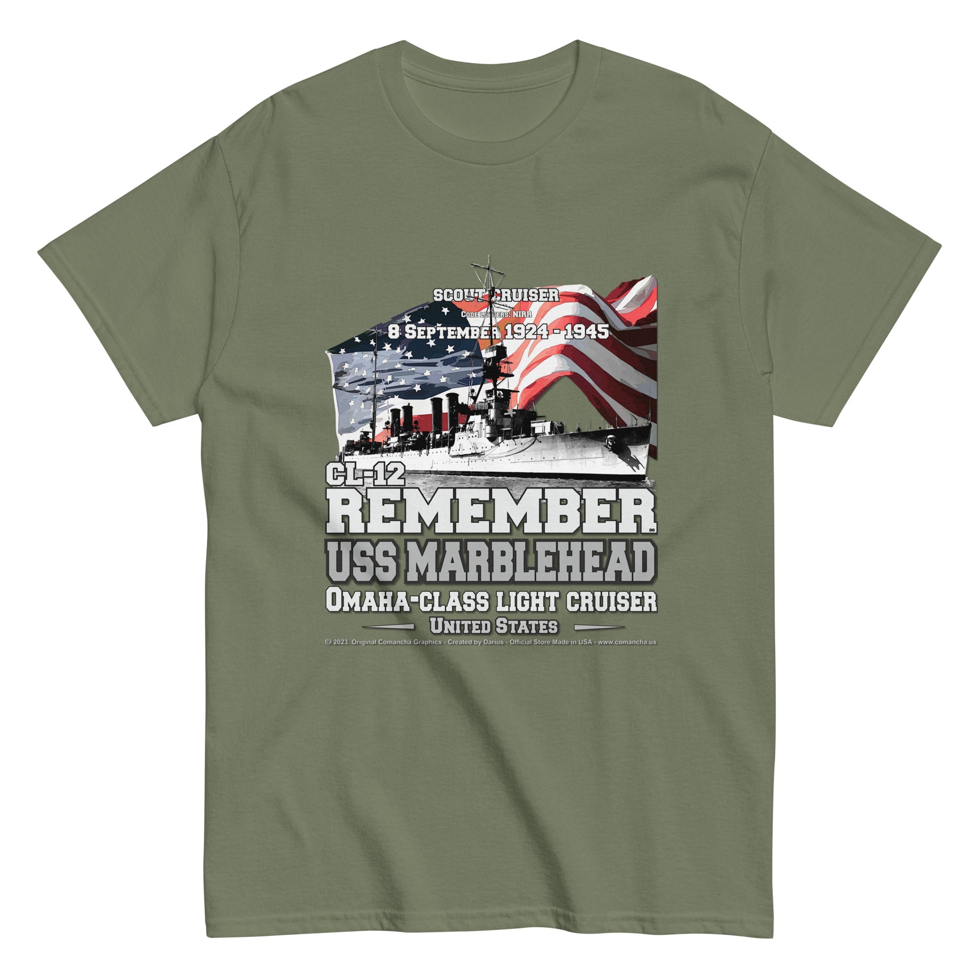 USS MARBLEHEAD CL-12 Light Cruiser Classic T-Shirts, USS MARBLEHEAD CL-12 Veterans T-Shirts,