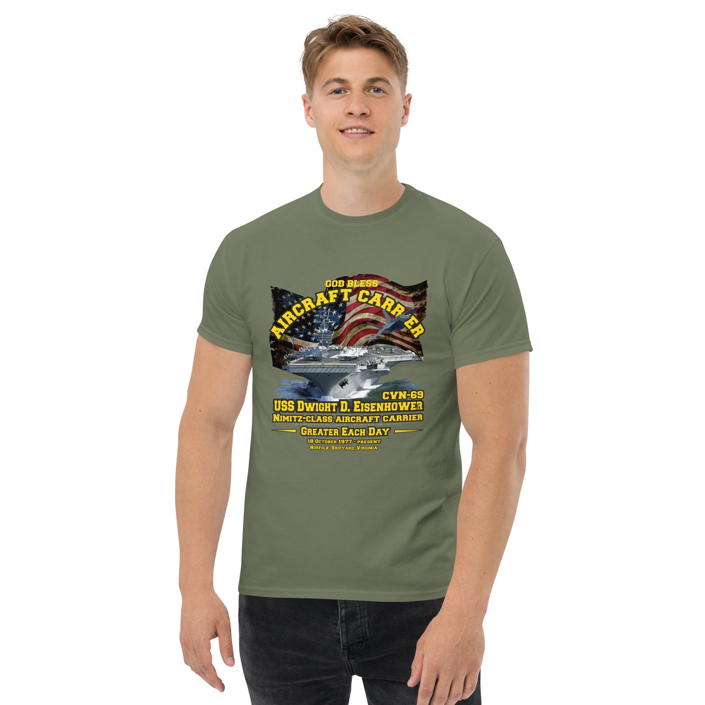 USS DWIGHT EISENHOWER CVN-69 Aircraft Carrier Veterans Classic Tee. Comancha Online store,