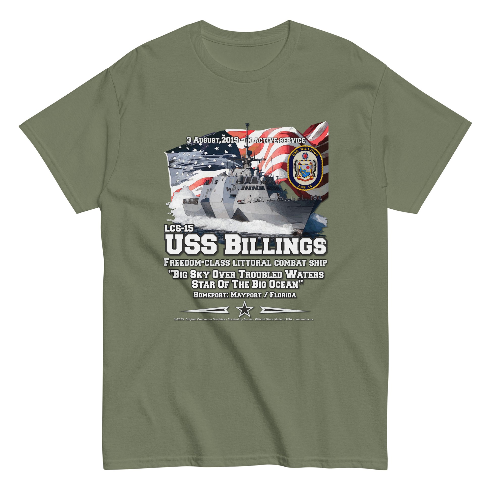 USS BILLINGS t-shirt,USS BILLINGS LCS-15 t-shirt,Veterans Littoral Combat Ship T-shirt, Comancha Tees,
