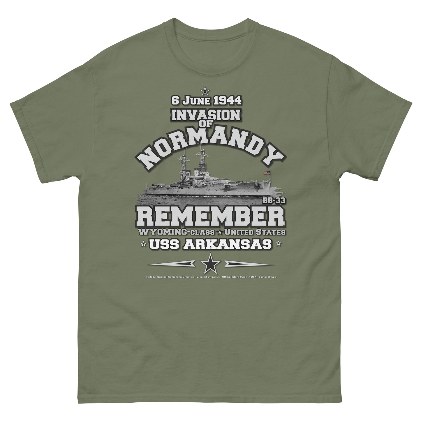 USS ARKANSAS BB-33 Battleship Veterans Tee, USS ARKANSAS D-DAY T-shirt, comancha t-shirt, USS ARKANSAS Veterans T-shirt, US Navy T-shirt, DDAY Veterans tee,