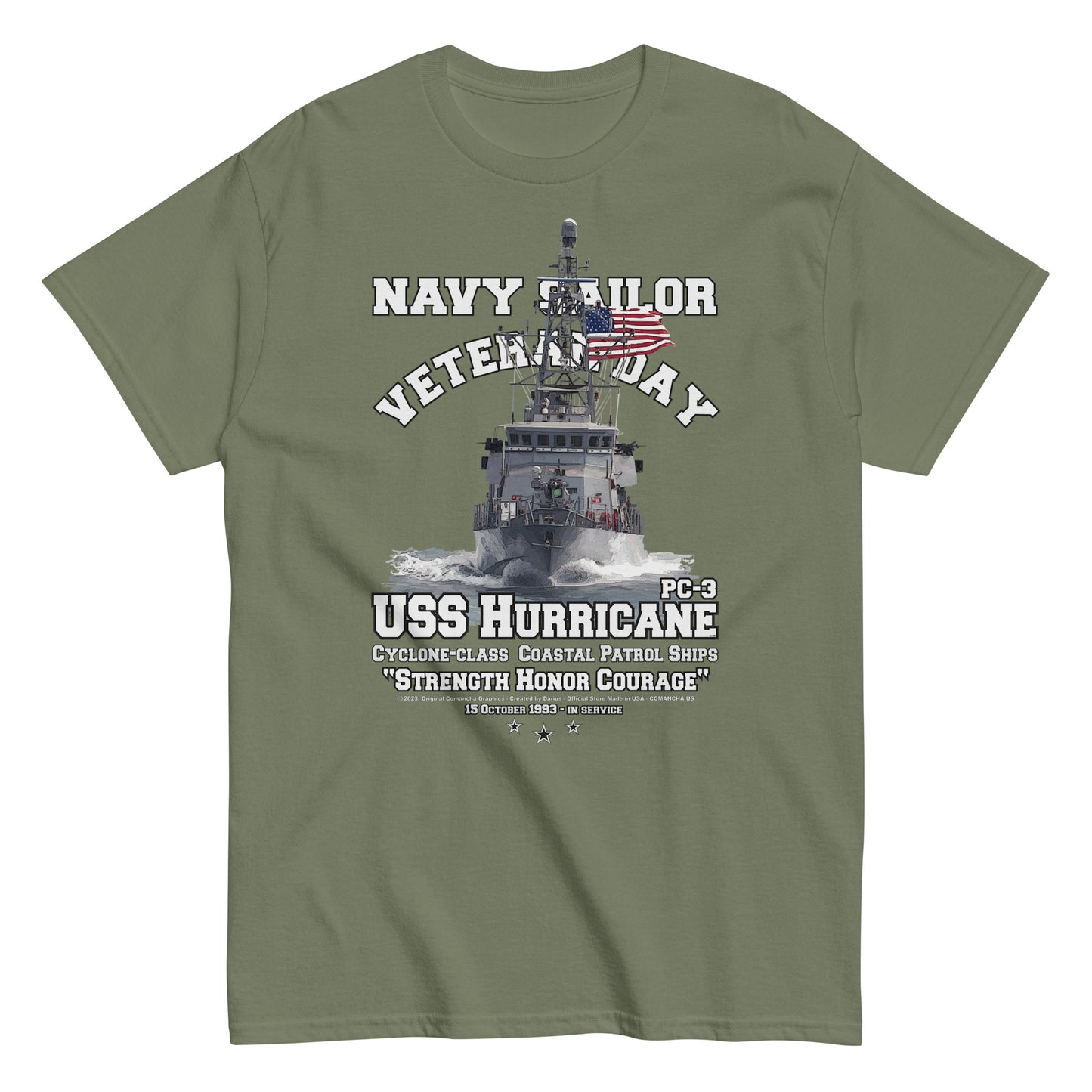 USS HURRICANE PC-3 t-shirt, USS HURRICANE PC-3 veterans tee, Patrol Ship Veterans tee,USS HURRICANE PC-3 Patrol Ship Veterans T-shirt, US Patrol Ship Tees, Comancha T-shirt,