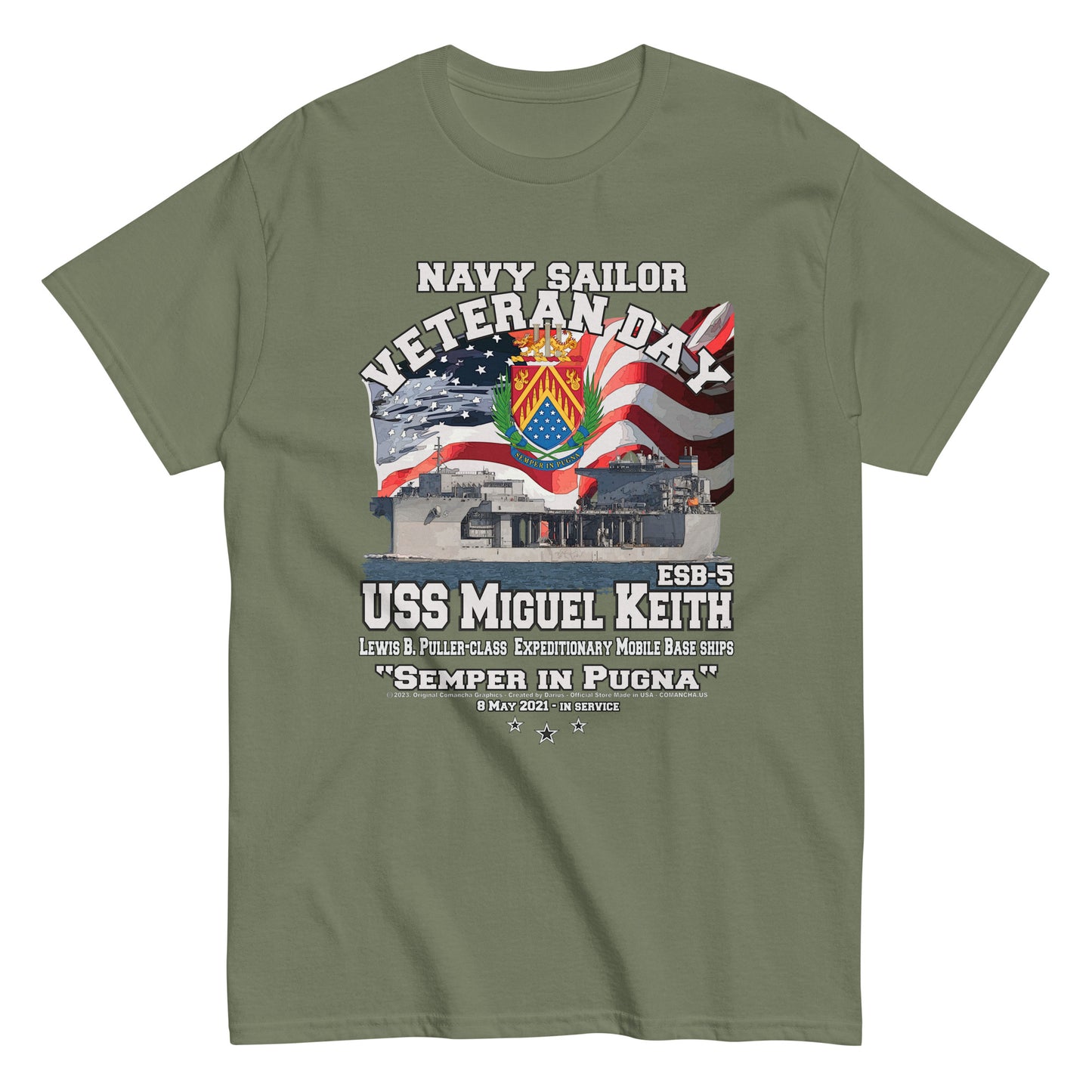 USS MIGUEL KEITH t-shirt, USS MIGUEL KEITH mobile base Tee,USS MIGUEL KEITH ESB-5 tee, Mobile Base Veterans T-shirt, US Navy Mobile Base Tee,Comancha T-shirt Store,
