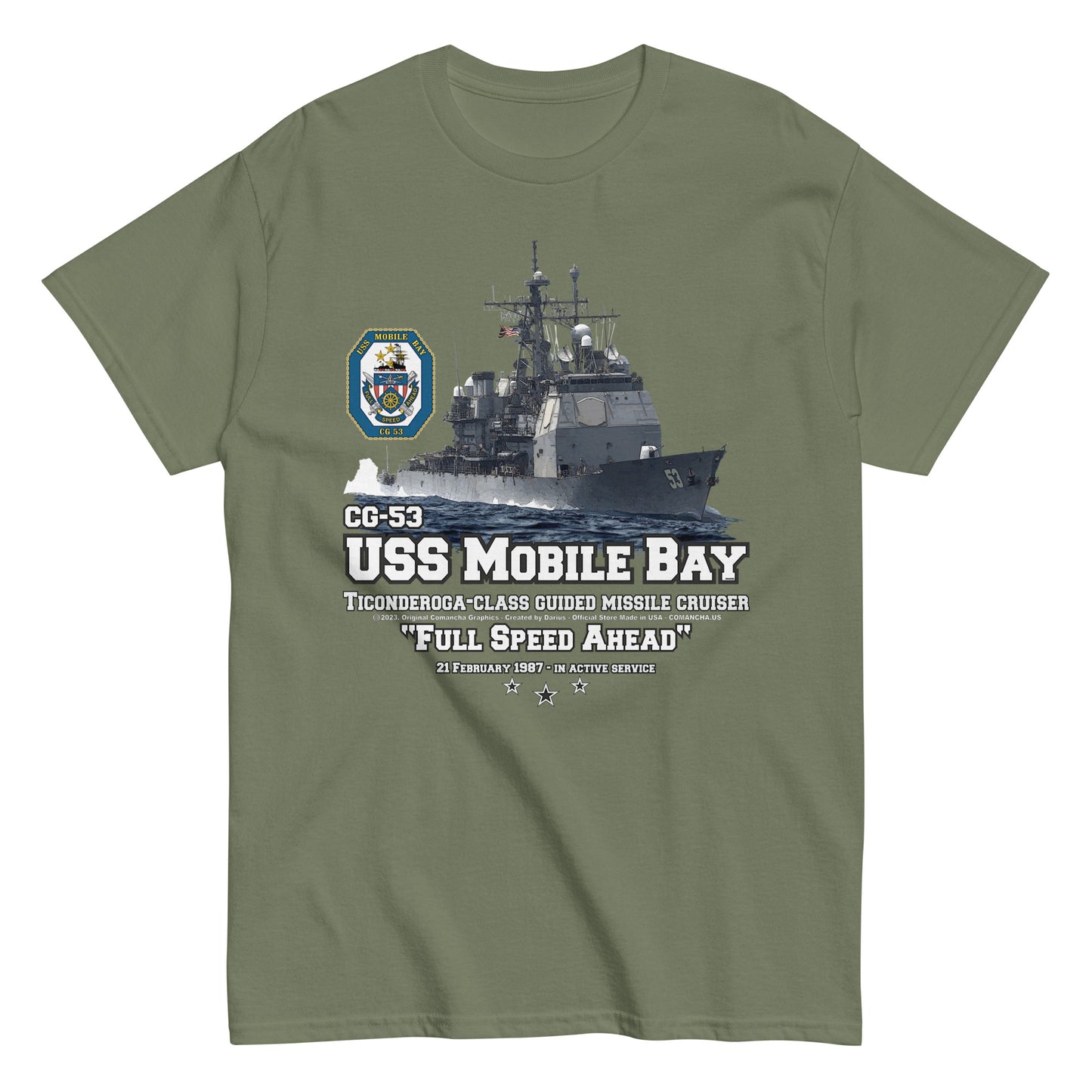 USS MOBILE BAY t-shirt, USS MOBILE BAY Cruiser T-shirt, USS MOBILE BAY CG-53 tee, US Navy Cruiser Veterans T-shirt,