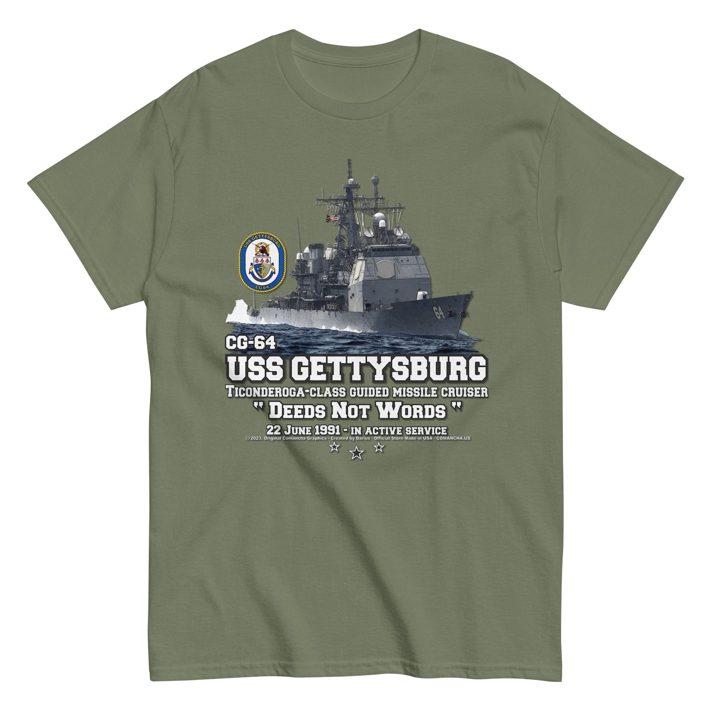 USS GETTYSBURG t-shirt, USS GETTYSBURG veterans tee,USS GETTYSBURG CG-64 US Navy Cruiser T-shirt, Comancha Navy Cruiser T-shirt, US Navy t-shirt,