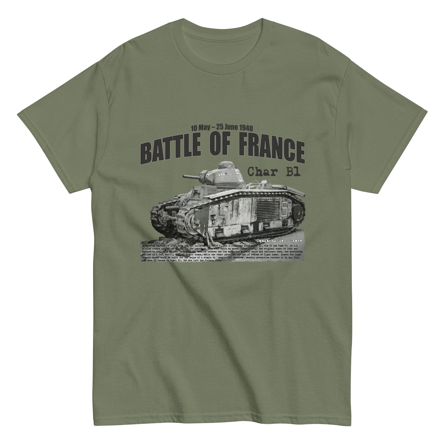 Char B1 t-shirt,Battle of France T-shirt, Bataille de France t-shirt, Comancha.us Store,