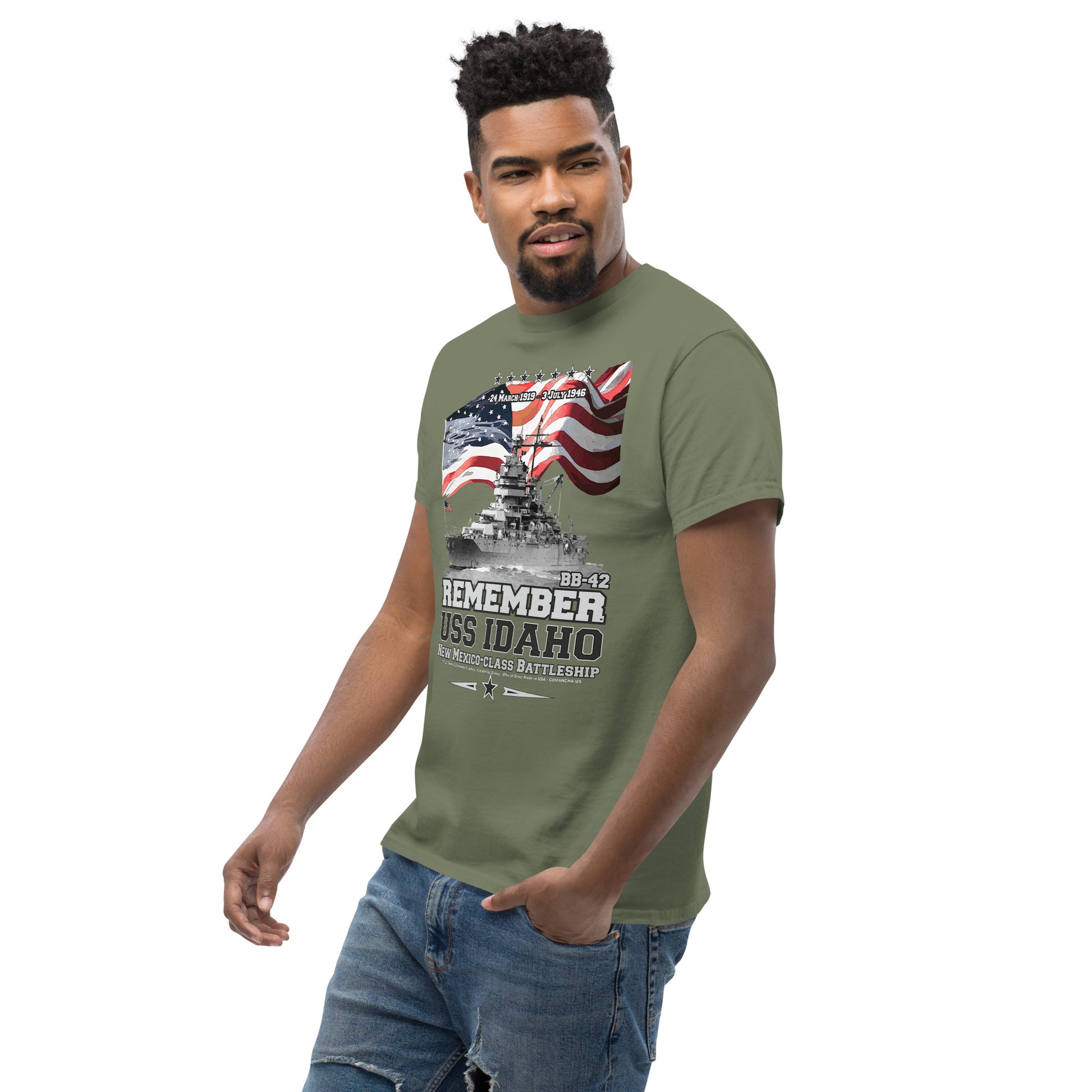 USS IDAHO BB-42 veterans tee, Remember USS IDAHO BB-42,USS IDAHO BB-42 US Navy Battleship Veterans T-shirt, Comancha Navy Veterans Tees, Comancha T-shirt Store,