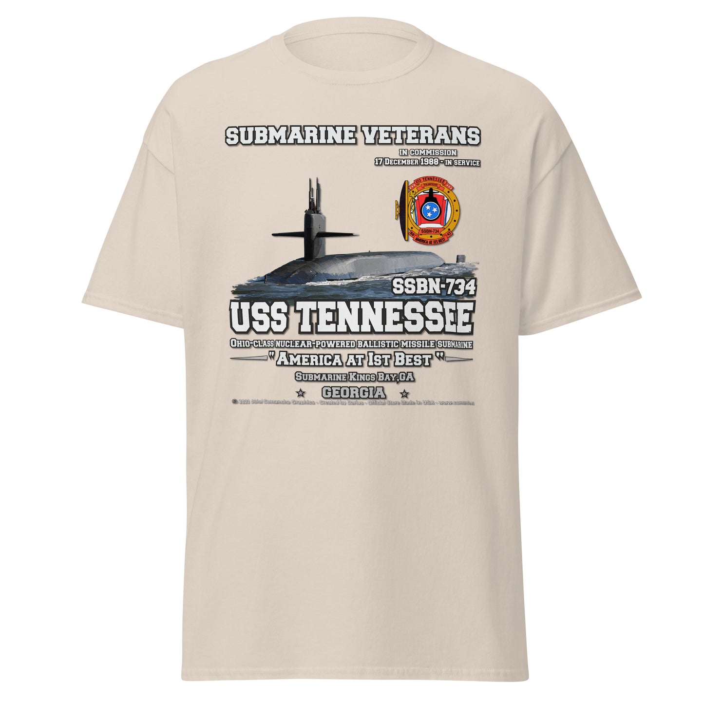 USS TENNESSEE SSN-734 Submarine Veterans T-Shirt, comancha Tees,