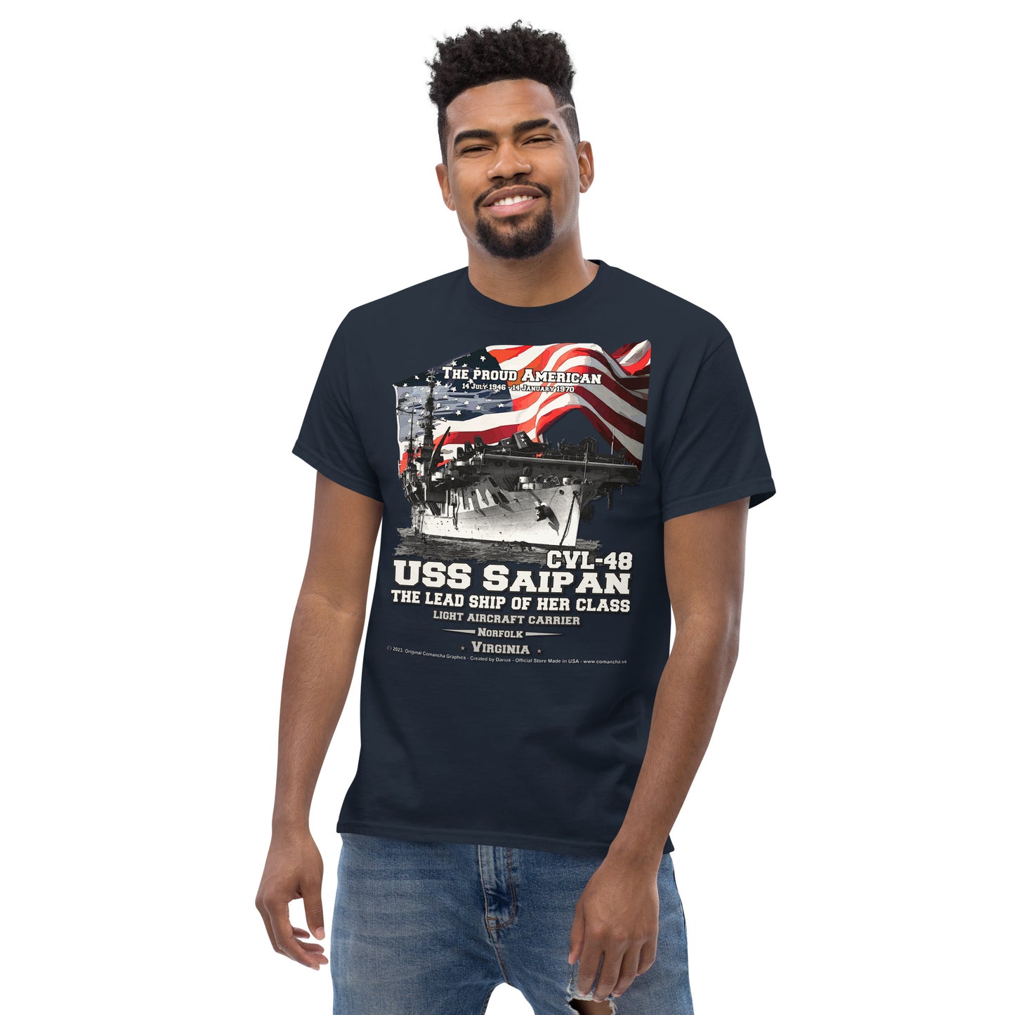 USS SAIPAN CVL-48 Light Aircraft Carrier Veterans classic t-shirt, Comancha.us T-shirts,