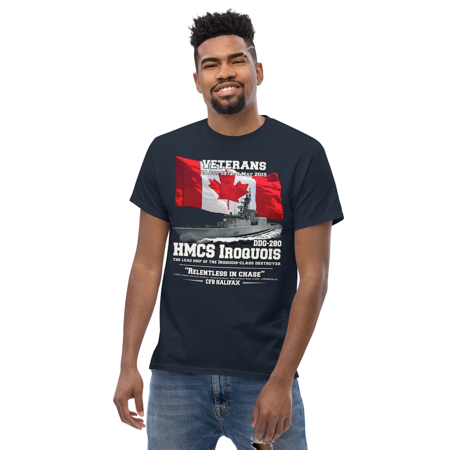 HMCS IROQUIS tee, HMCS IROQUIS DDG-280 tee, Canadian Destroyer Veterans T-shirt, HMCS IROQUIS DDG-280 T-shirt, comancha.us,