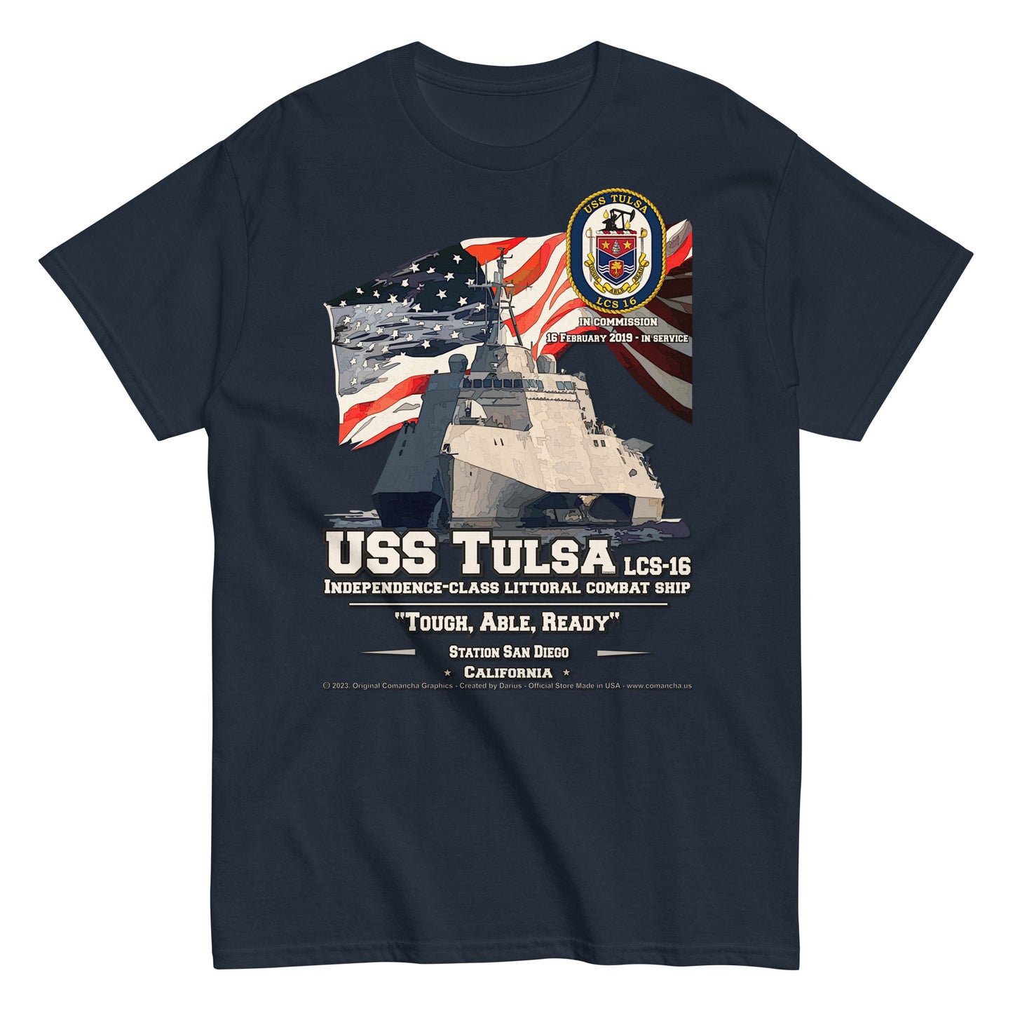 USS TULSA, LCS-16 Littoral Combat Ship classic tee, Comancha T-Shirts,