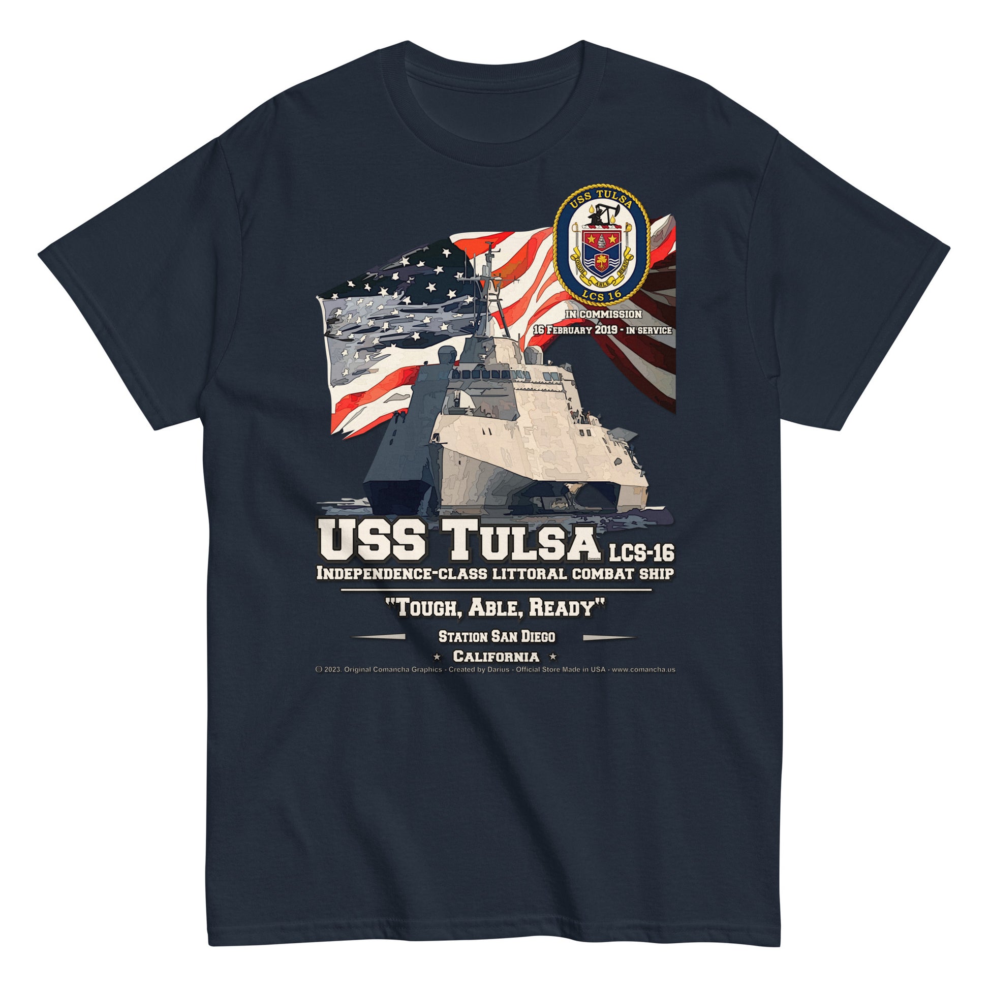 USS TULSA, LCS-16 Littoral Combat Ship classic tee, Comancha T-Shirts,