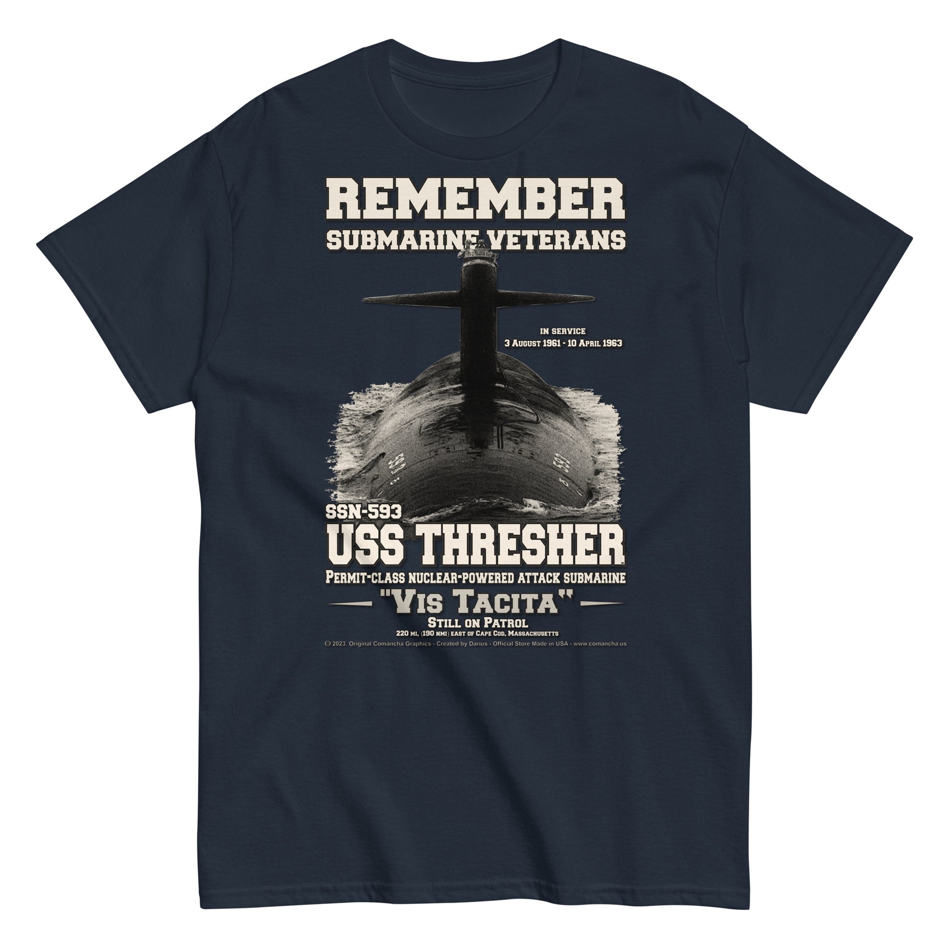 USS THRESHER SSN-593 Submarine Veterans T-shirt, Comancha T-shirts,