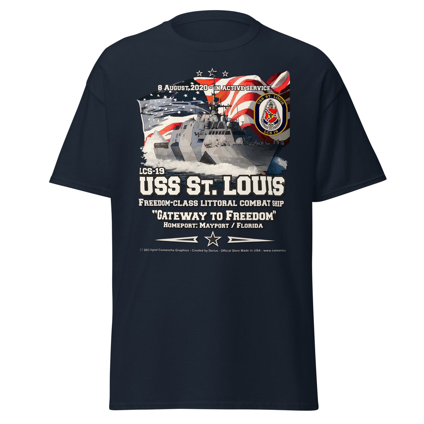 USS ST. LOUIS LCS-19 Littoral Combat Ship Veterans Tee, Comancha Navy Tees,