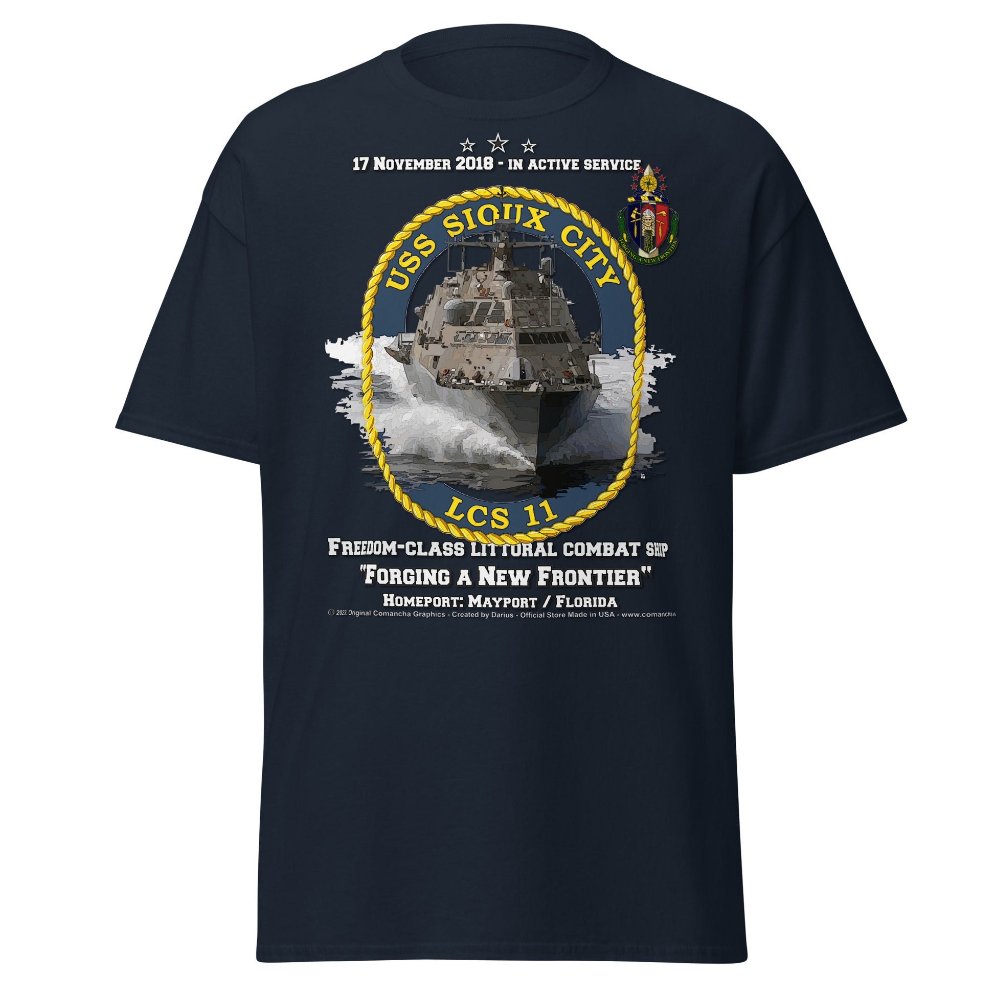 USS SIOUX CITY LCS-11 Littoral Combat Ship Veterans t-shirt, Comancha Navy Design,