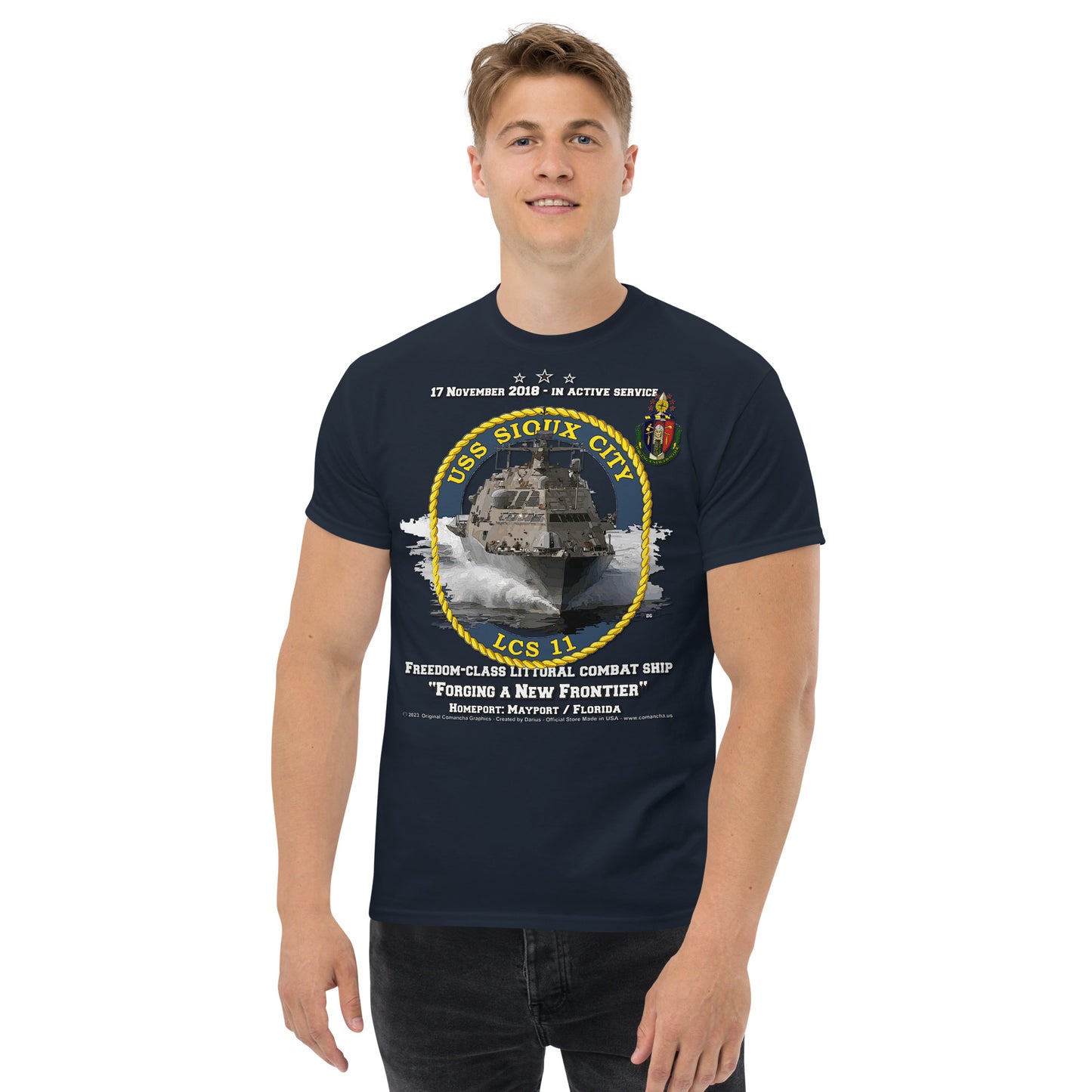 USS SIOUX CITY LCS-11 Littoral Combat Ship Veterans t-shirt, Comancha Navy Design,