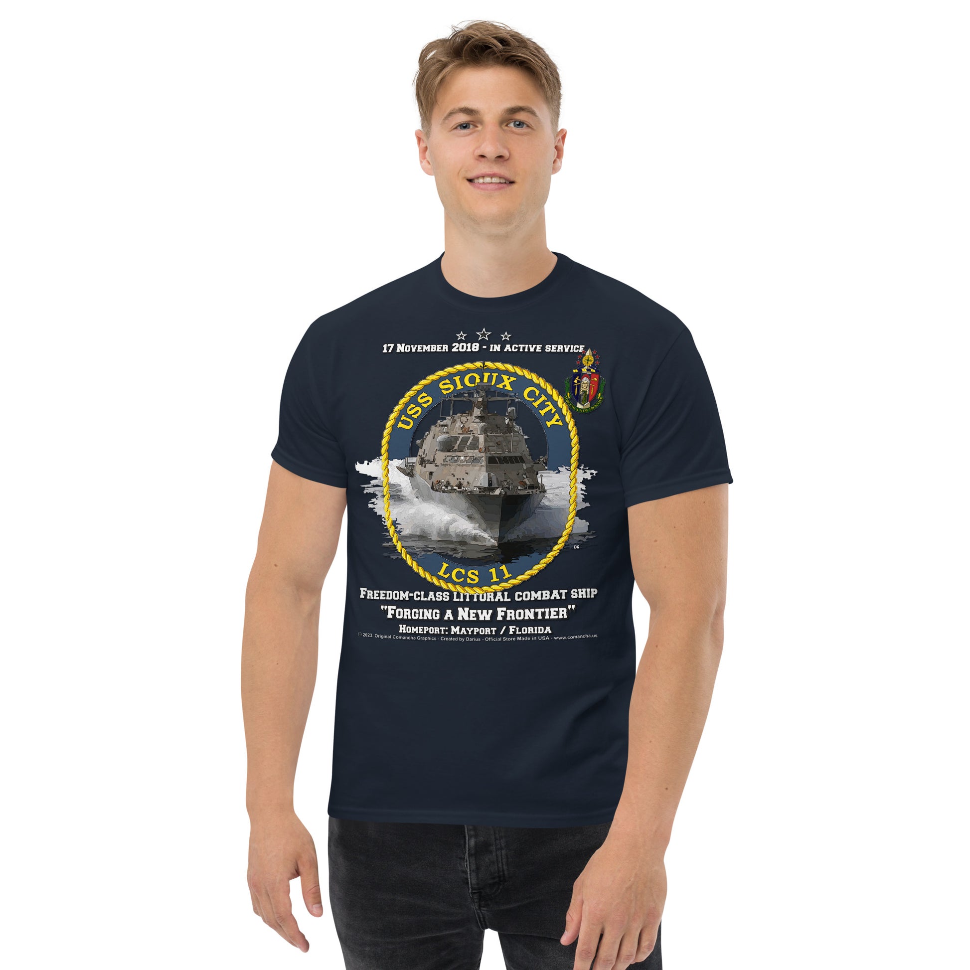 USS SIOUX CITY LCS-11 Littoral Combat Ship Veterans t-shirt, Comancha Navy Design,