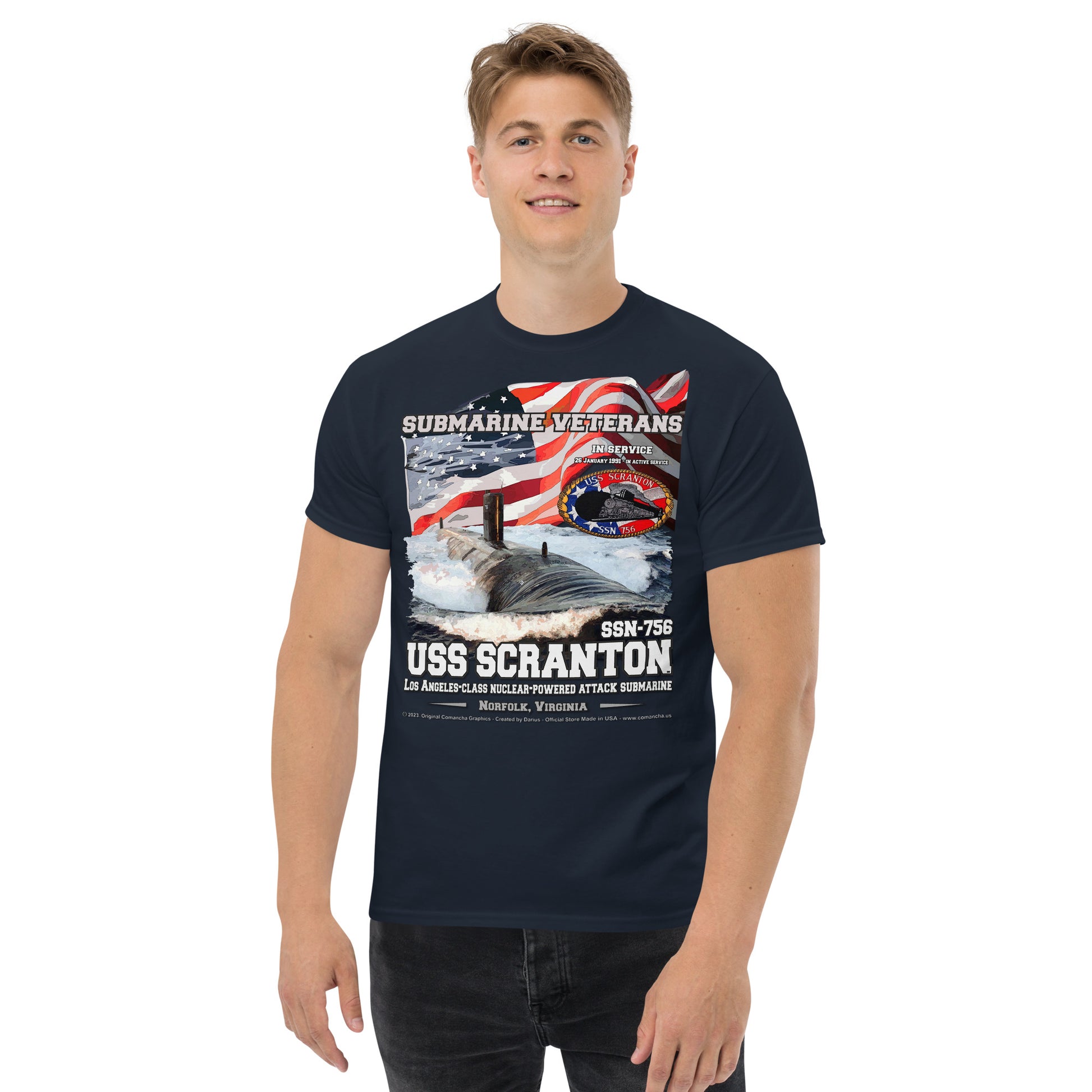 USS SCRANTON SSN-756 Submarine Veterans T-shirt, Comancha Navy T-shirts,