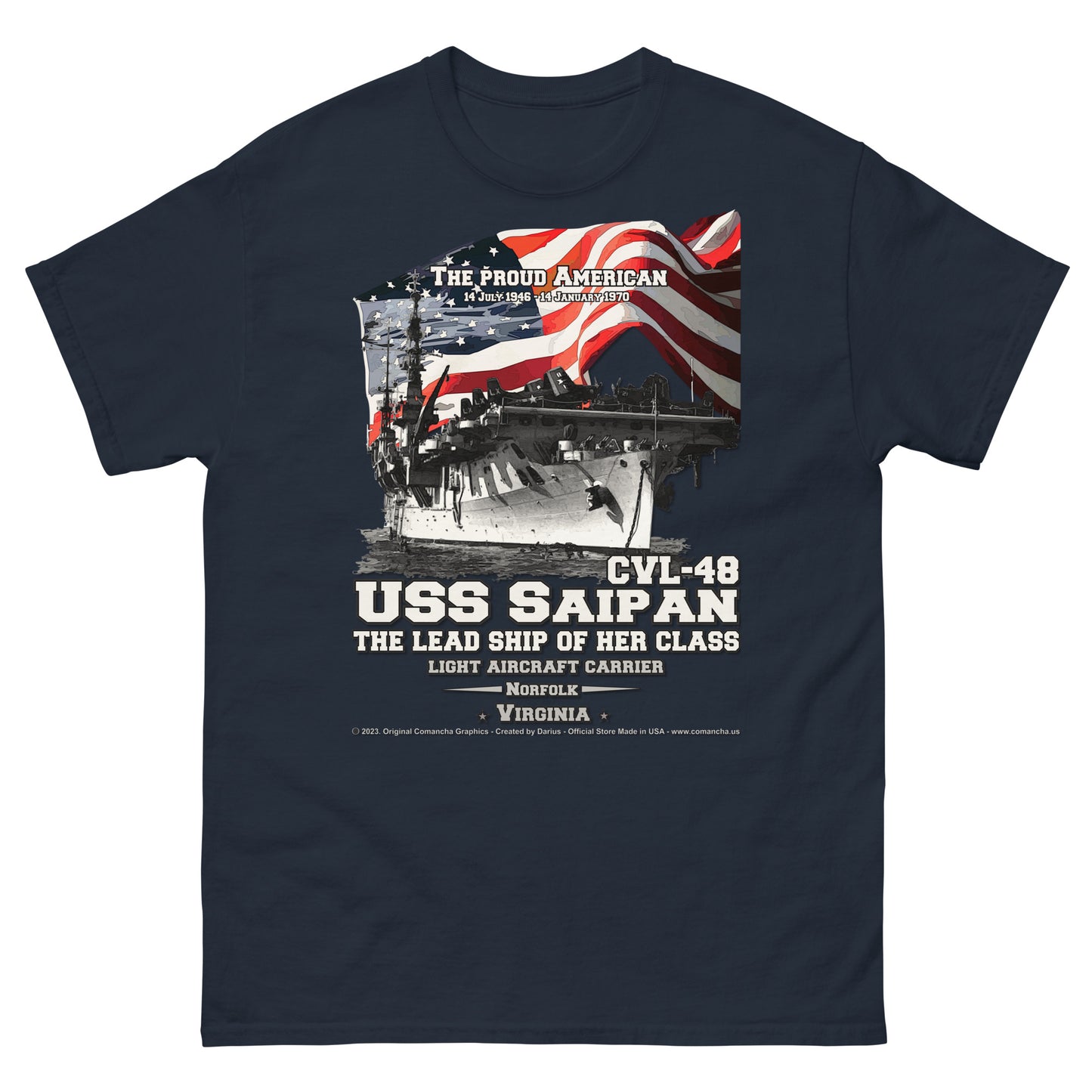 USS SAIPAN CVL-48 Light Aircraft Carrier Veterans classic t-shirt, Comancha.us T-shirts,